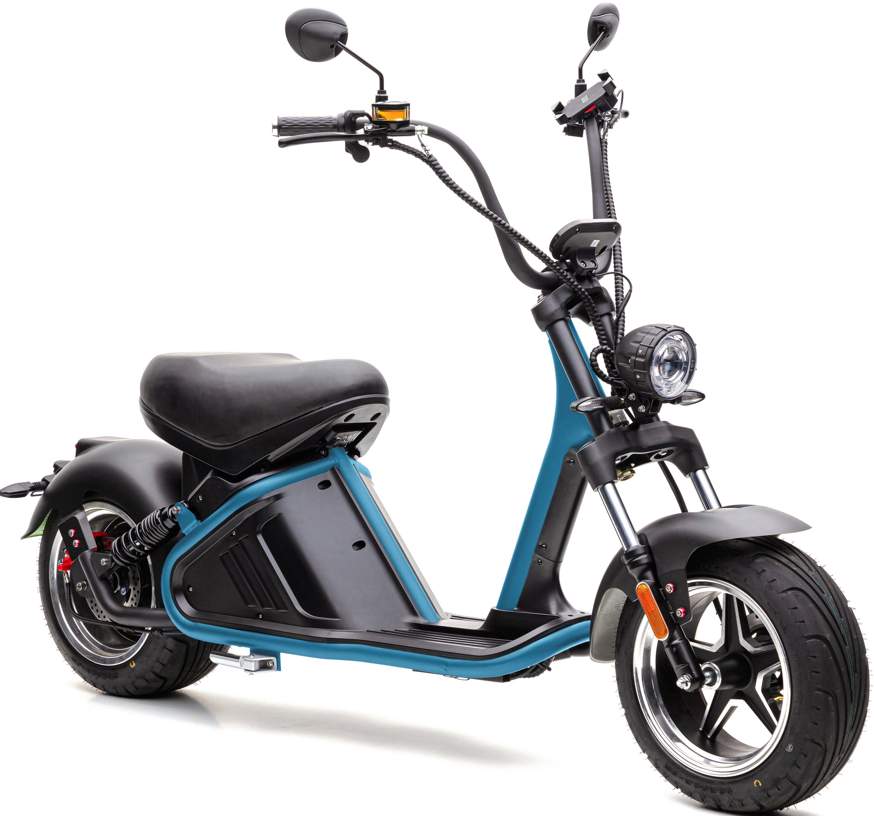 E-Motorroller 45 2, ECONELO km/h, CHOPPER W, Lenkrad PXD blau 3000 höhenverstellbar