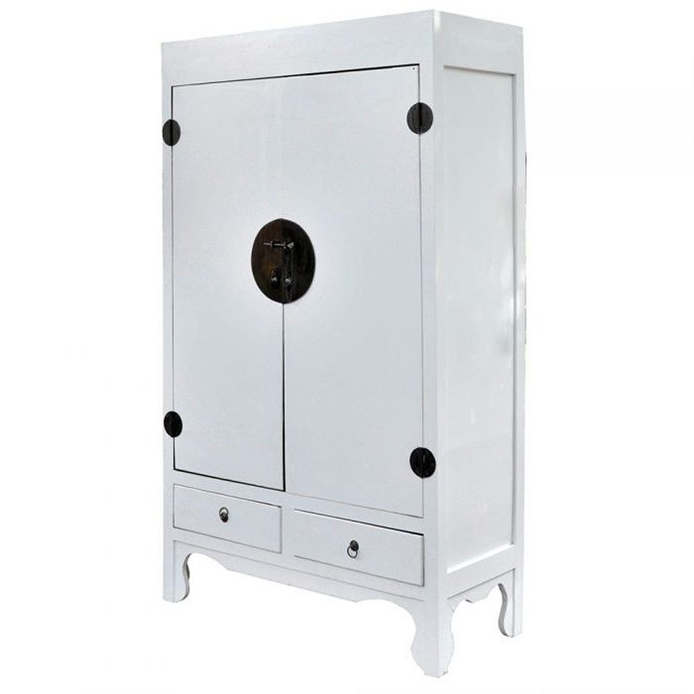 LebensWohnArt Mehrzweckschrank Hochzeitsschrank ASIA Antik-Weiß Shabby Chic ca. H175cm