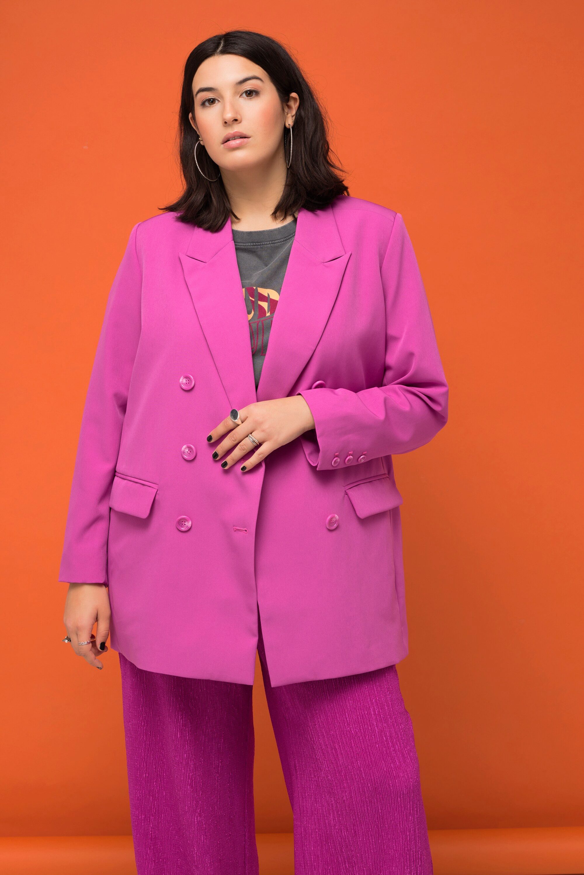 Studio Untold Blusenblazer Blazer Straight Fit doppelreihig Revers Langarm