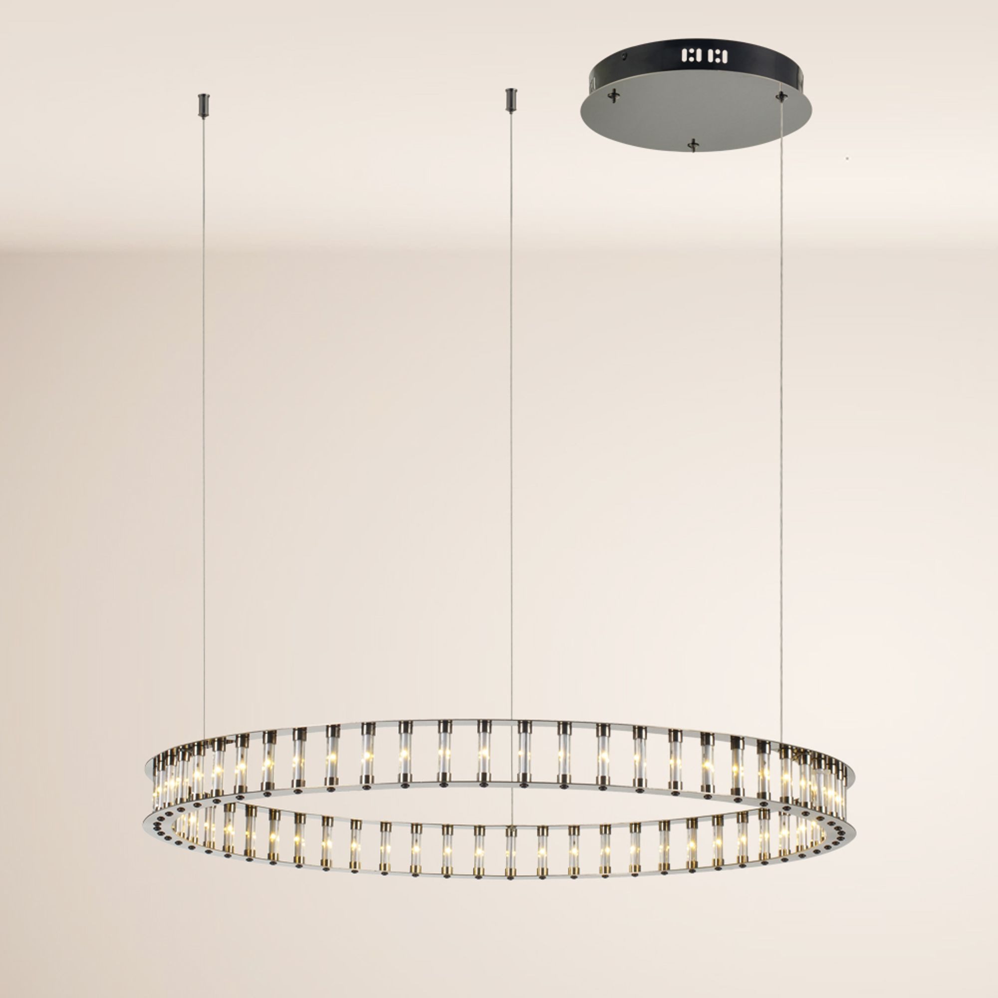 s.luce Pendelleuchte Atom Ring LED-Pendelleuchte Dimmbar Schwarzchrom, Warmweiß