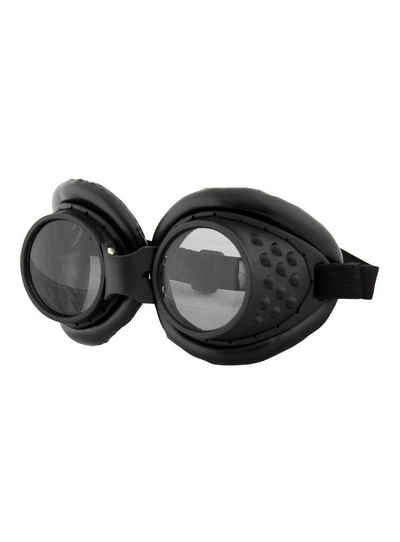 Elope Kostüm Steampunk Fliegerbrille schwarz, Extravagante Brille in stilechter Steampunk-Optik