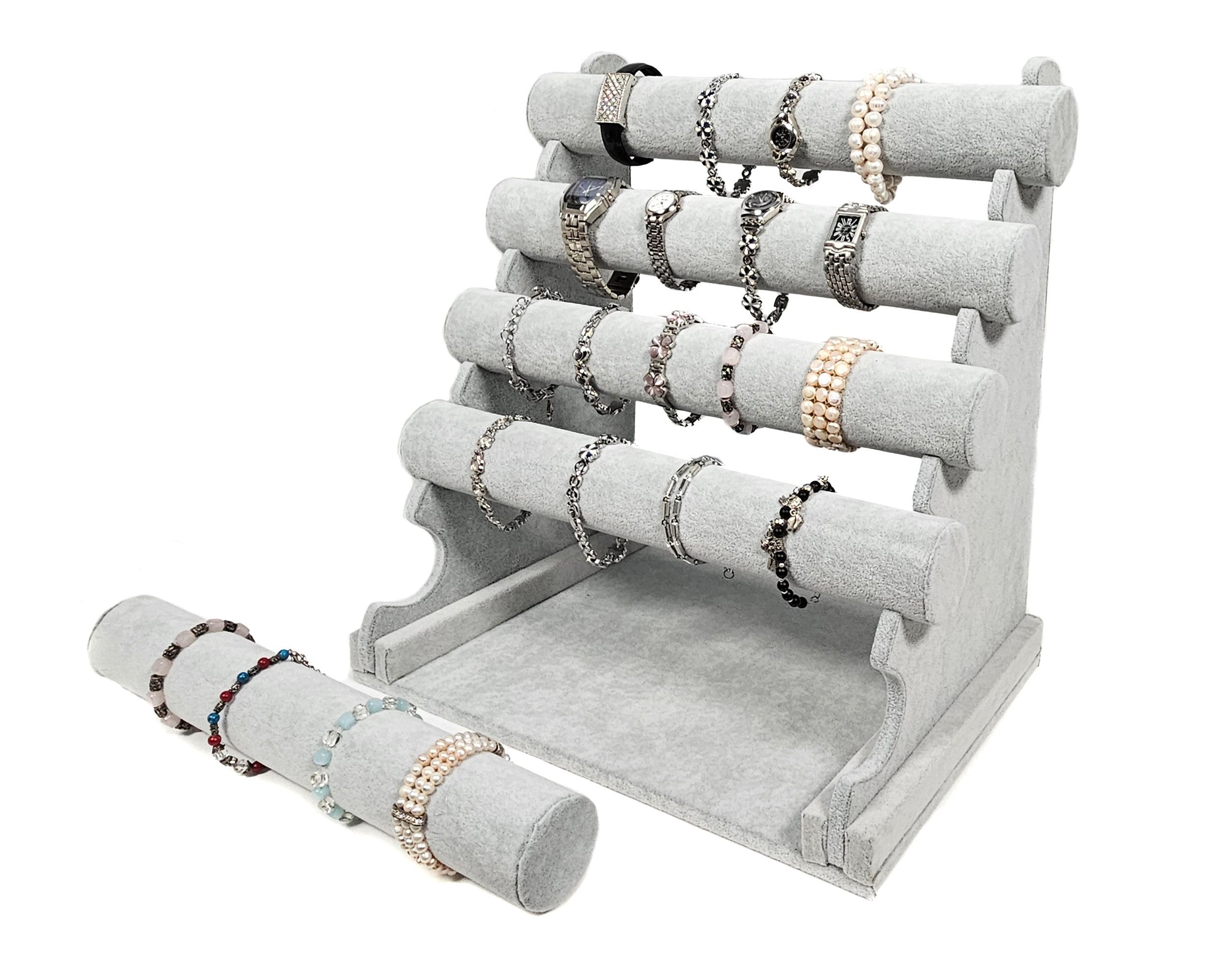 Yudu Schmuck Etagere Schmuckständer mit abnehmenbar 5 Rollen für Uhr Armband Kette Samt – Bild 4 von 5