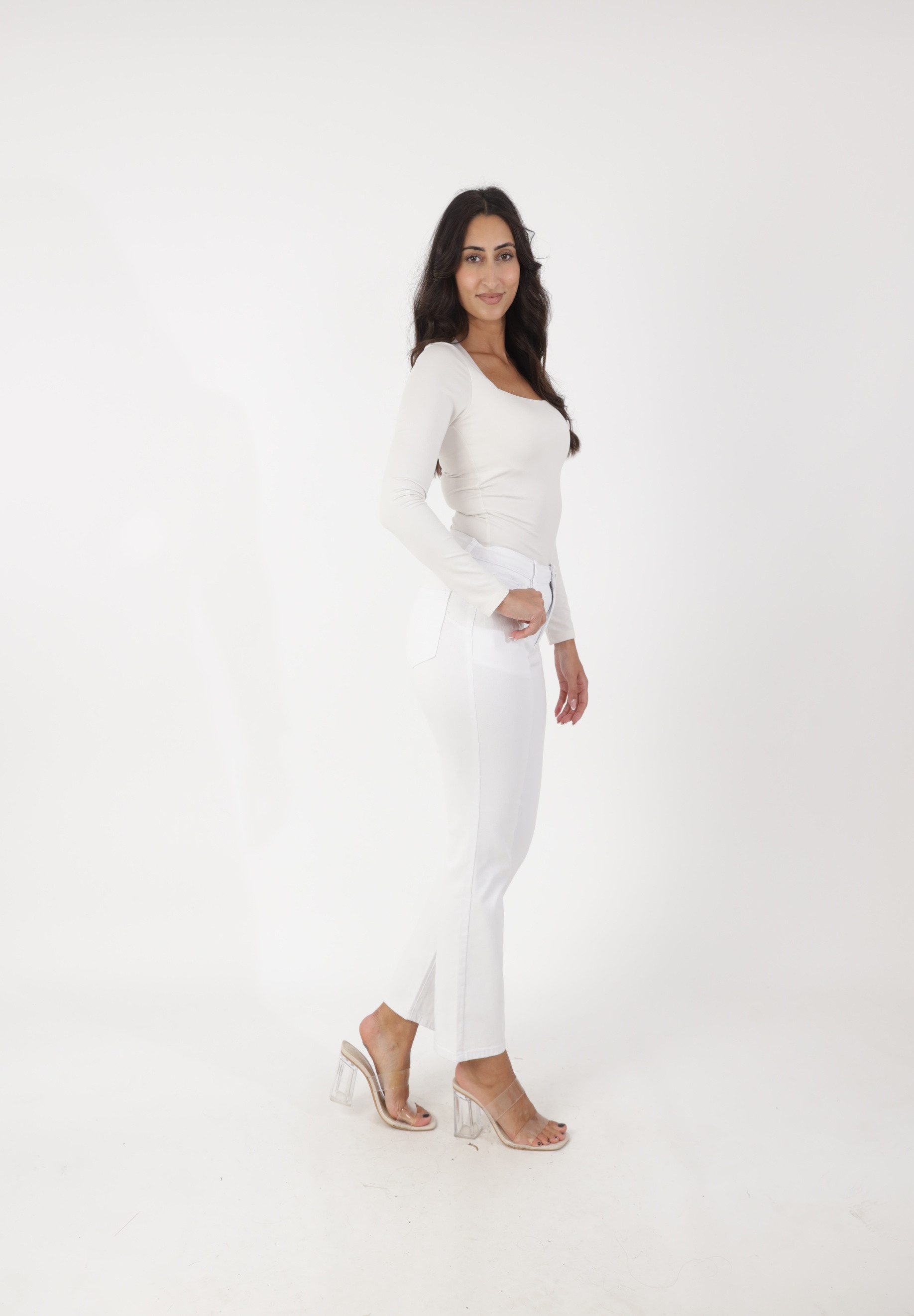 Elara Stoffhose Damen Bootcut Jeans mit Stretchanteil & ausgestelltem Bein