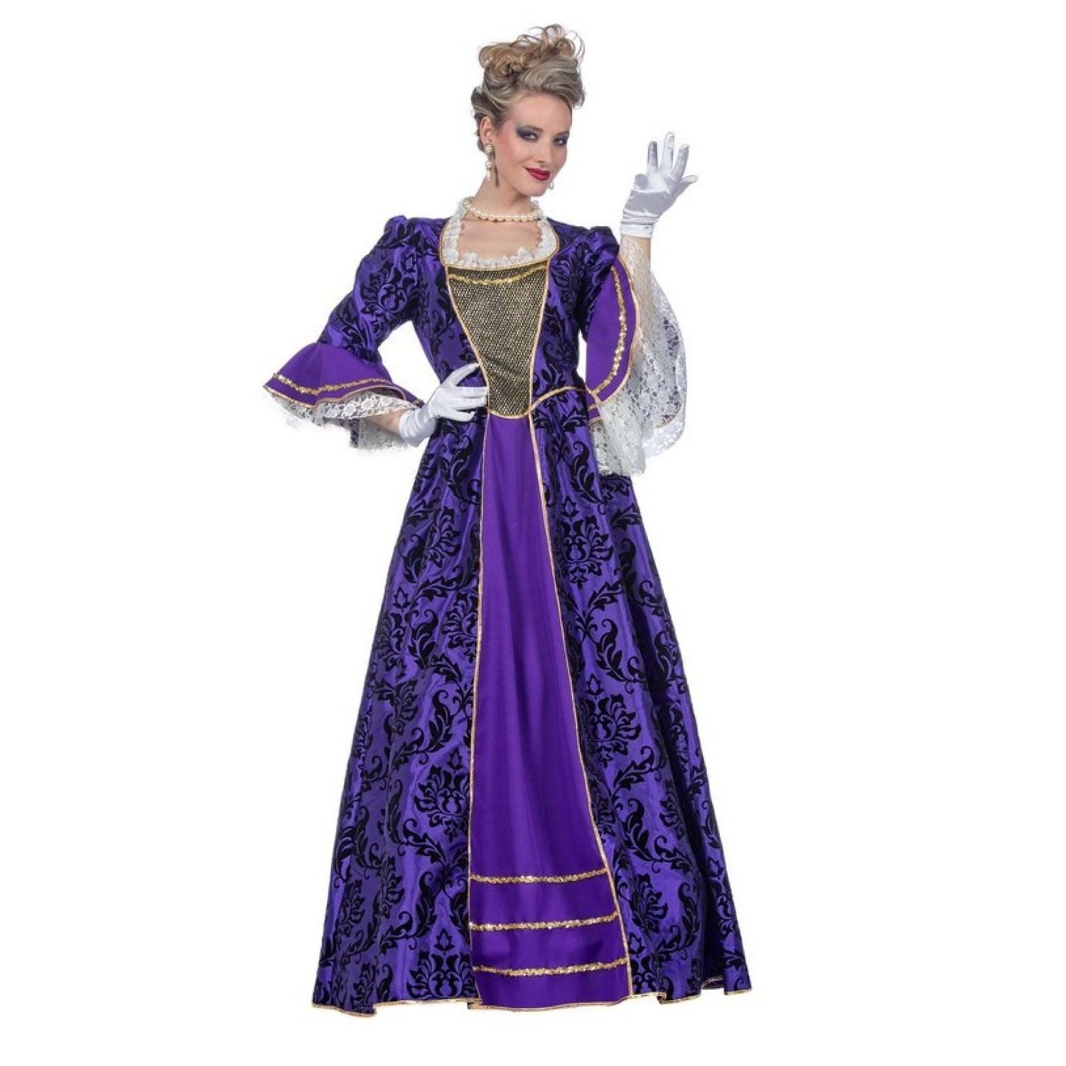 Wilbers Kostüm Barock Damen Kostüm 'Venedig', Kleid - Lila