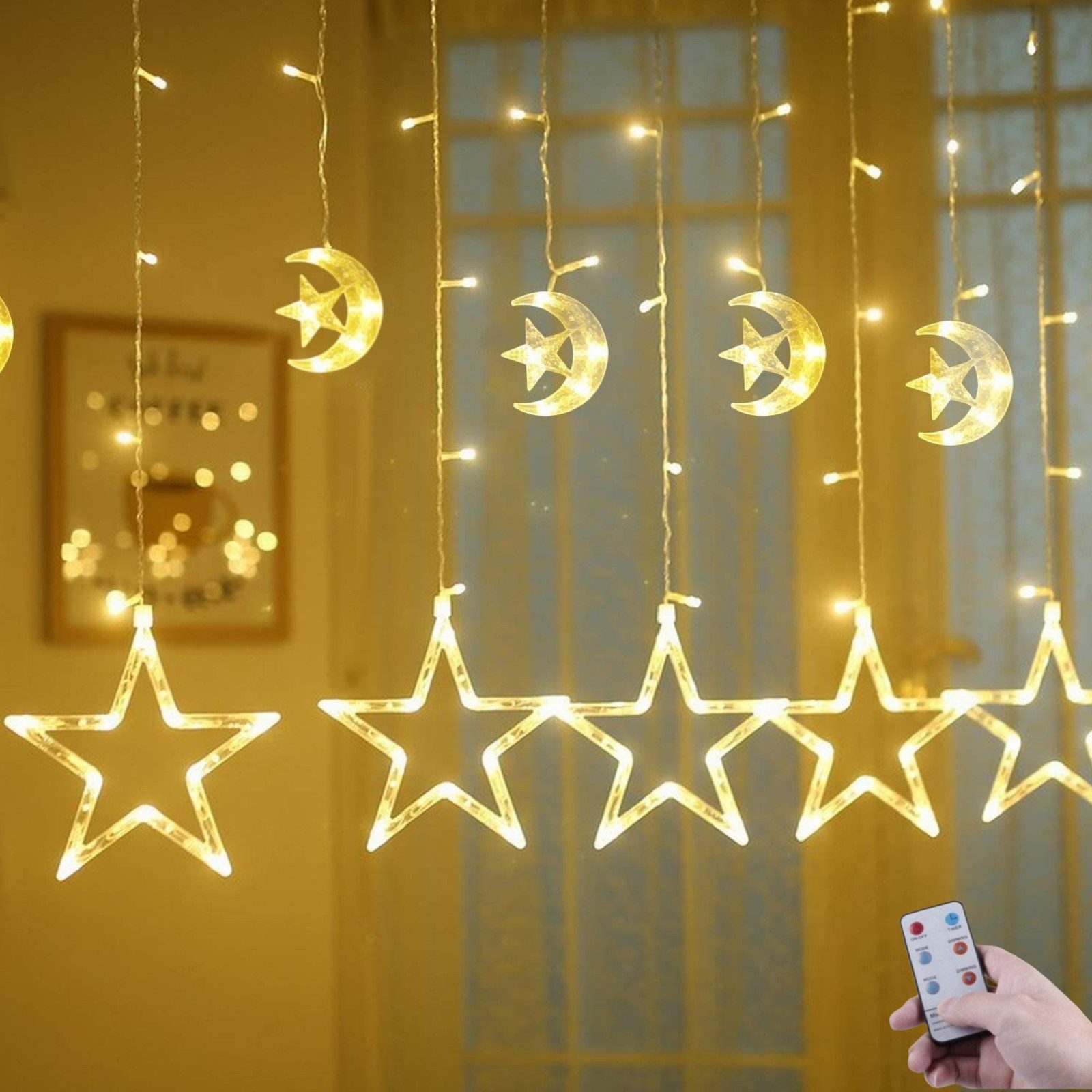 Elegear Lichtervorhang 12 Sterne Weihnachtsdeko, 2/2.2M günstig online kaufen