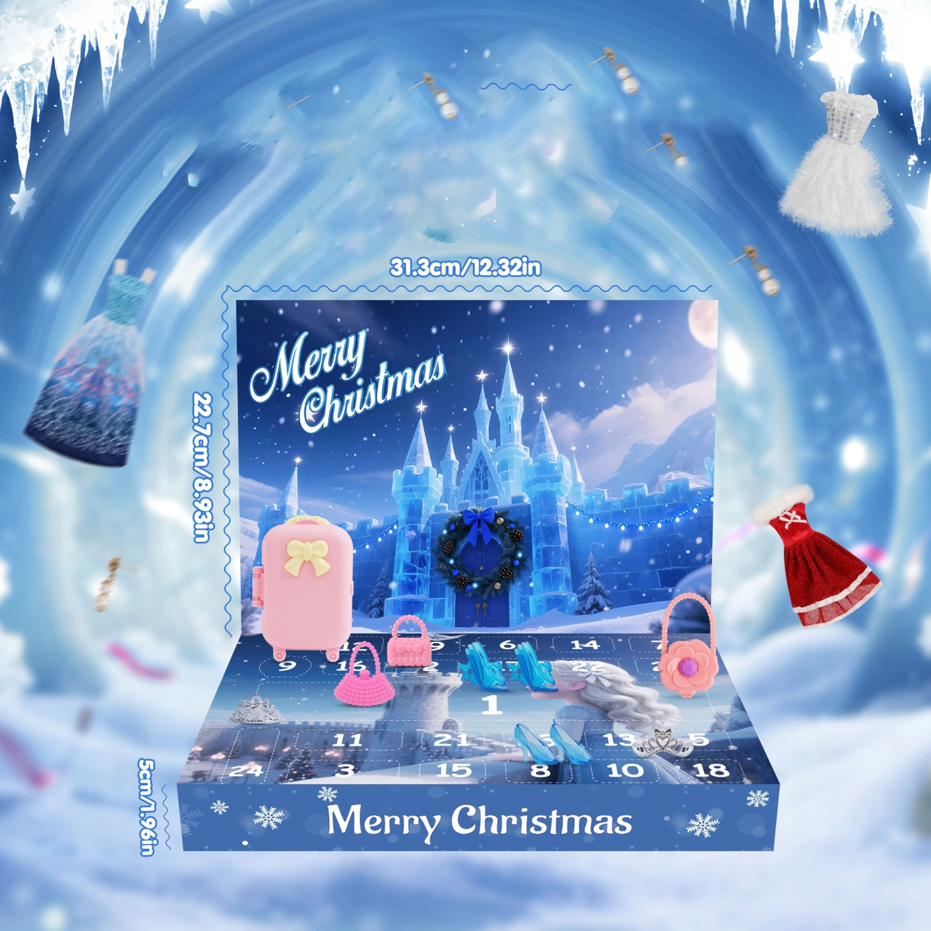 Festivalartikel Adventskalender Adventskalender 2025 Mädchen – Puppe mit Kleidung, Schuhen & Schmuck (1-tlg)