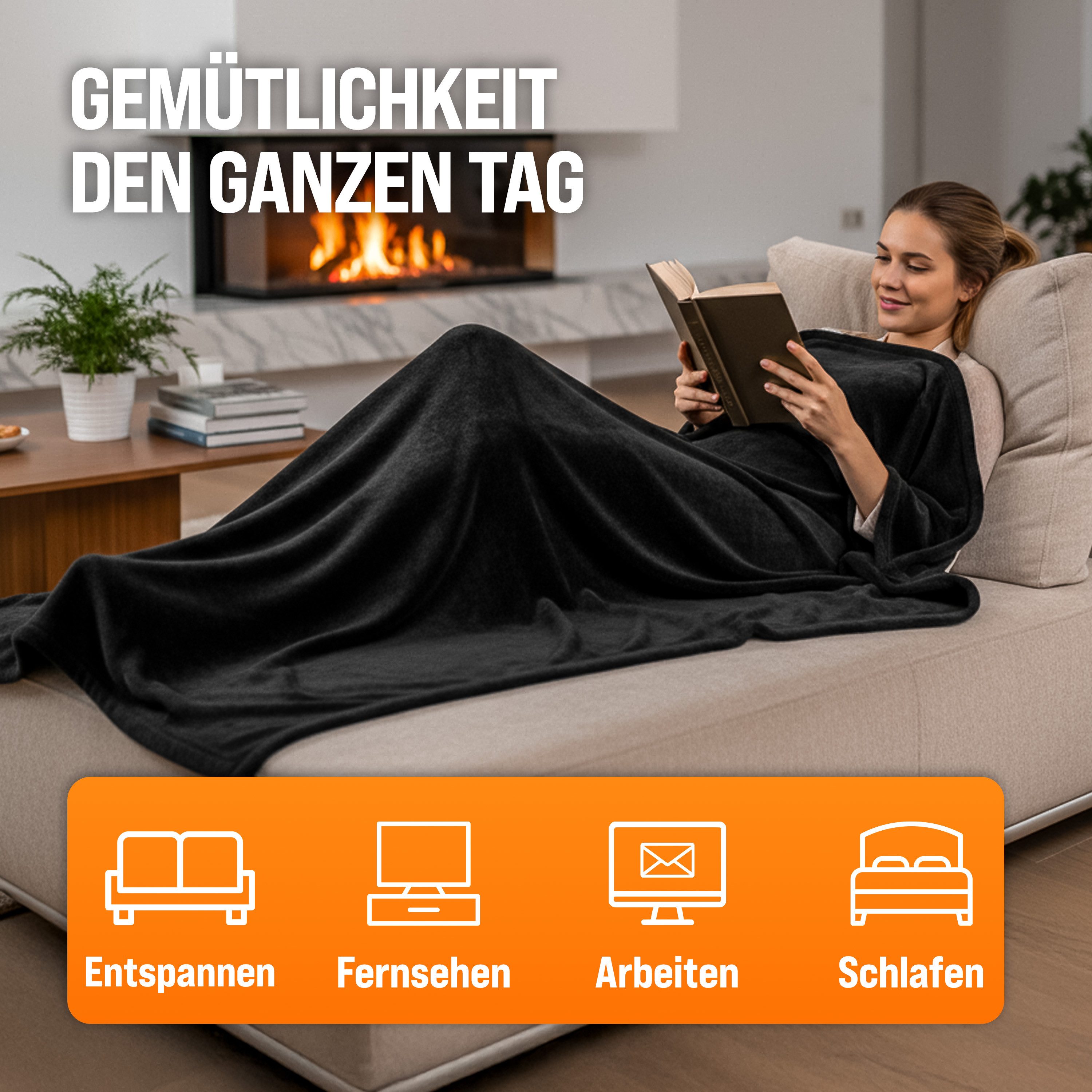 monzana Heizdecke Heizdecke, Fleece 180x130cm 10 Heizstufen Timer 1-10 Stunden anthrazit