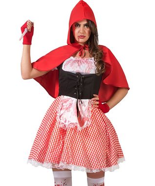 Karneval-Klamotten Zombie-Kostüm Blutiges Rotkäppchen Damen Kostüm, Frauenkostüm Halloween, Klassisch in rot-weiß mit Kapuzenumhang