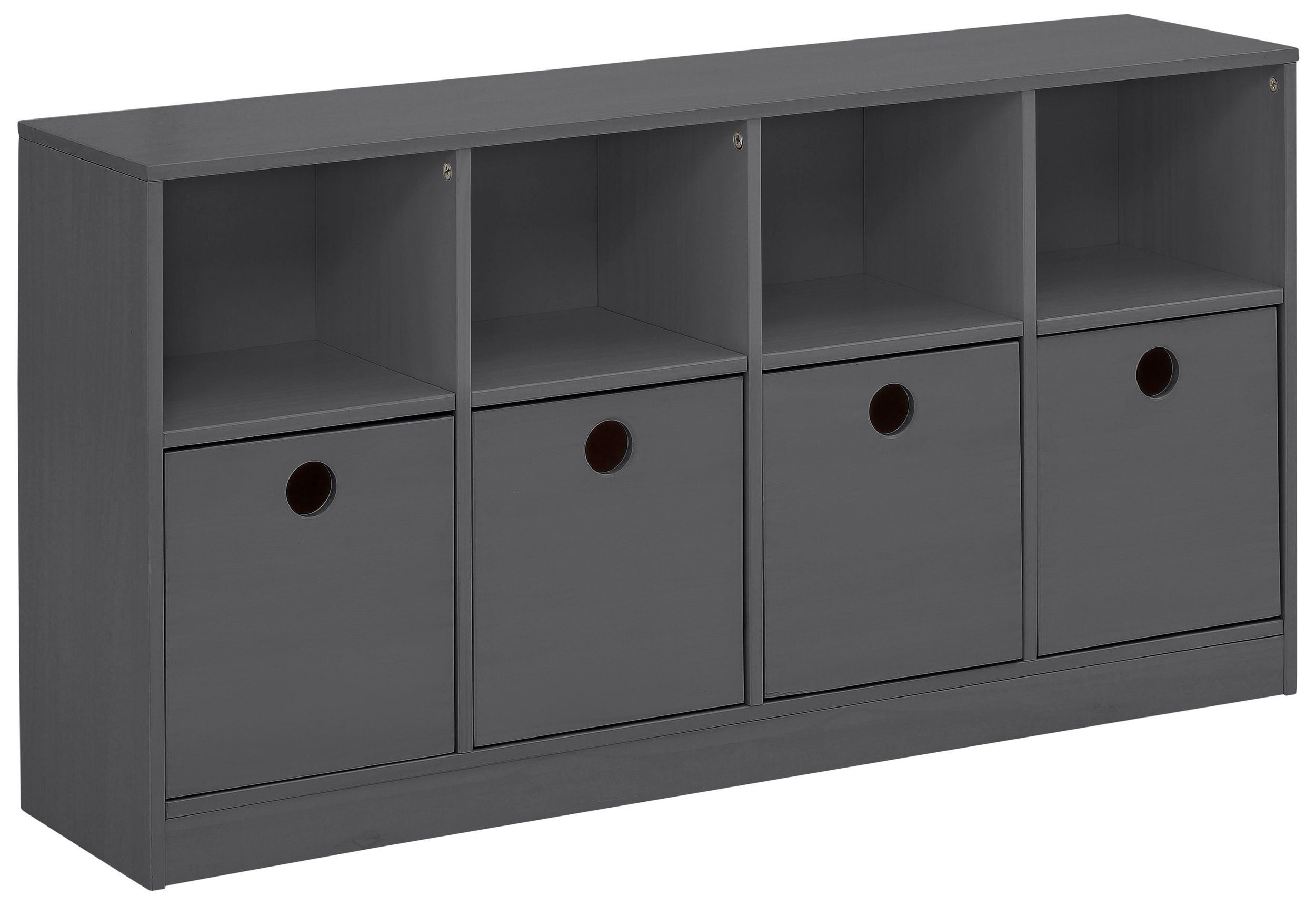 loft24 Regal Allie, Sideboard Regal mit 4 Schubladen, Kinderregal, Breite 124,5 cm