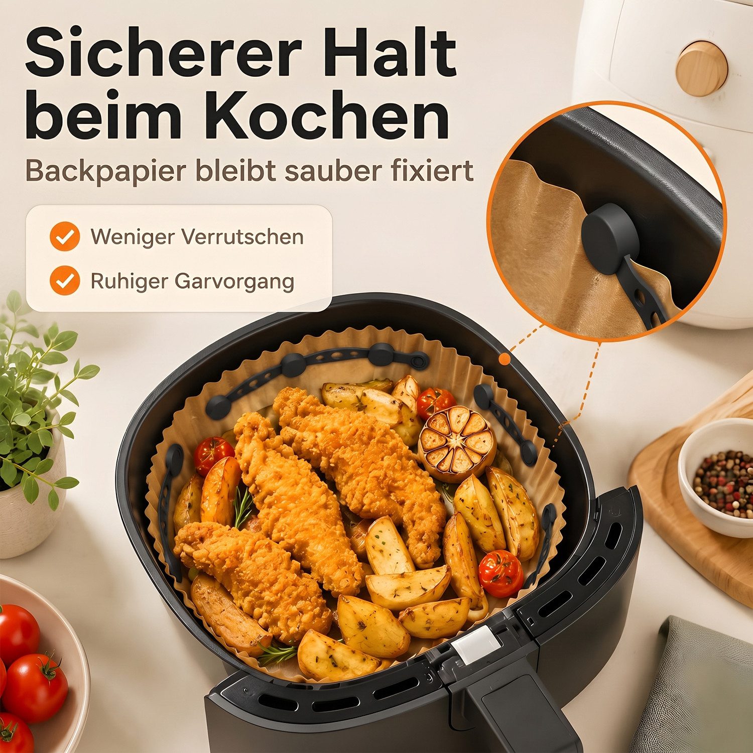 SURFOU Backpapier 12 Stück Heißluftfritteuse Airfryer Magnete für Backpapier, - Silikon Magnete für Airfryer Backpapier Befestigungsschnalle – Bild 4 von 5