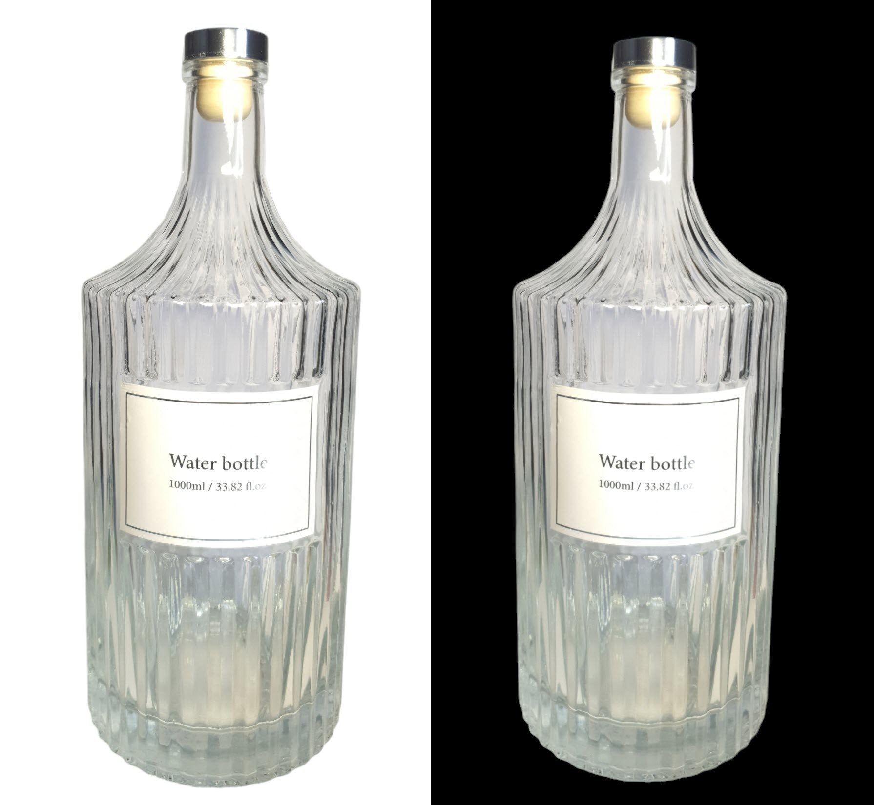 Spectrum Karaffe Wasserflasche geriffelt Glas 1 Liter