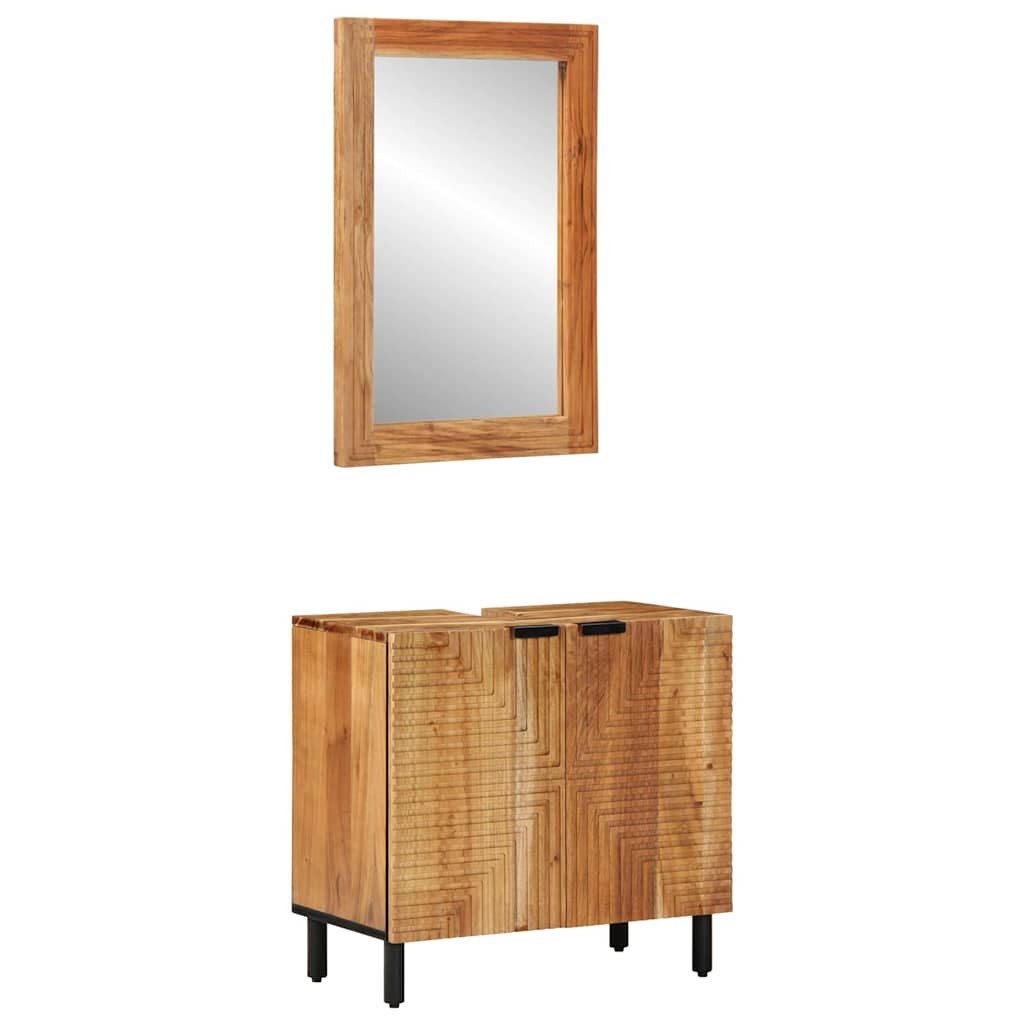 vidaXL Badezimmerspiegelschrank Badezimmerschrank-Set 2 stk. Natur 62 x 33 x 58 cm (2-St)