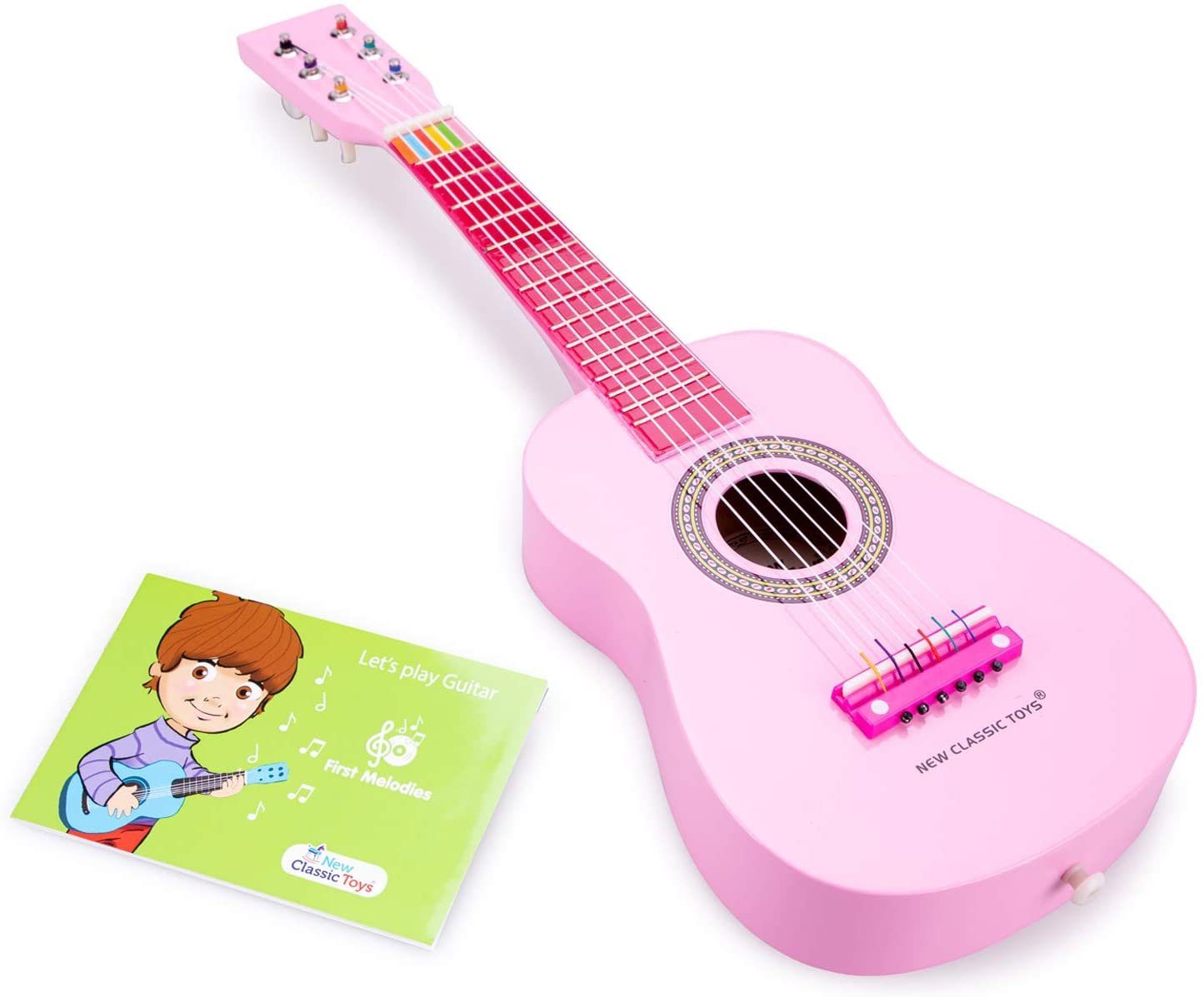 New Classic Toys® Spielzeug-Musikinstrument Kinder-Gitarre inkl. Musikbuch  • Holzgitarre • verschiedene Farben