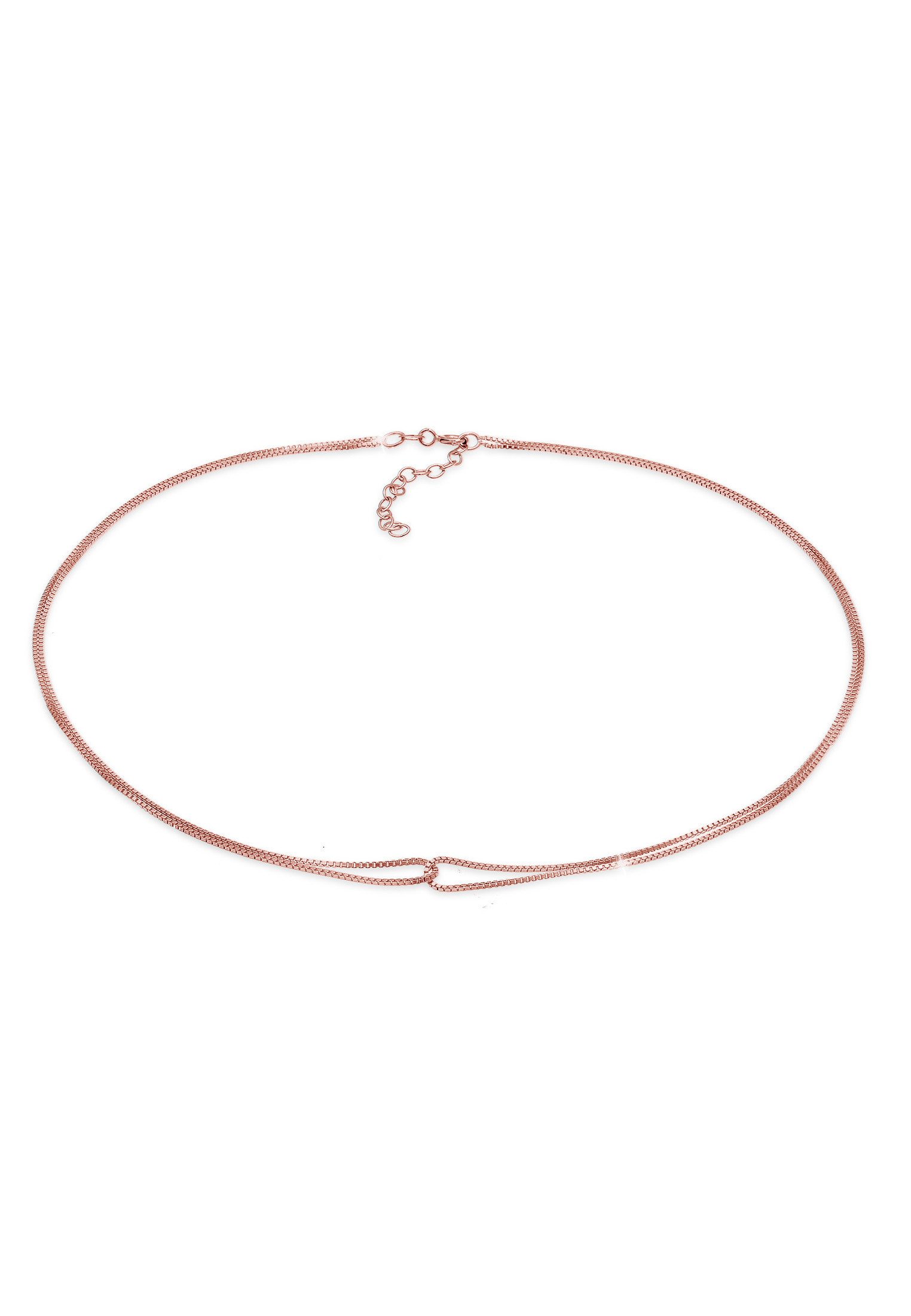Valentinstagsgeschenk Elli Choker Choker Verschlungen Venezianer 925 Silber, rosa, Rosegold