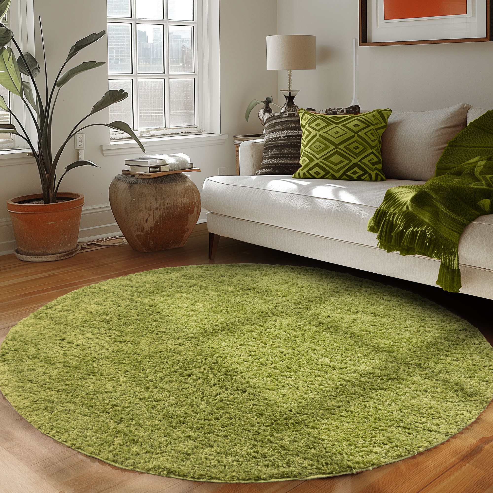 Carpettex Hochflor-Teppich Unicolor - Einfarbig, Rund, günstig online kaufen