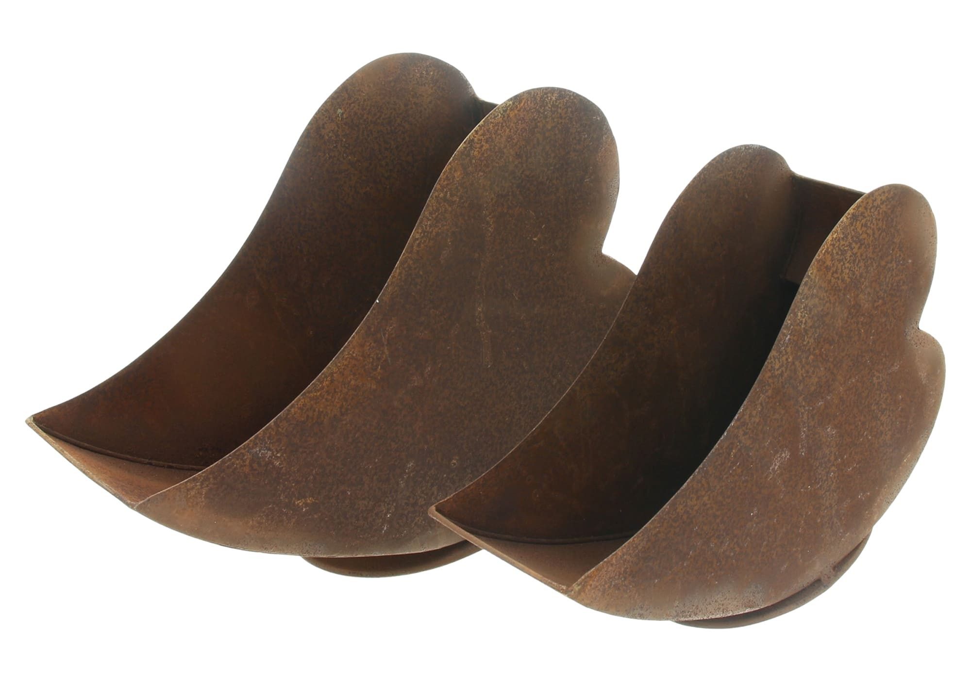 Dekoleidenschaft Blumentopf "Herz" Metall, Rost Finish, Blumentopf liegend Pflanztopf Pflanzgefäß (2 St., im Set), Gartendeko für Draußen