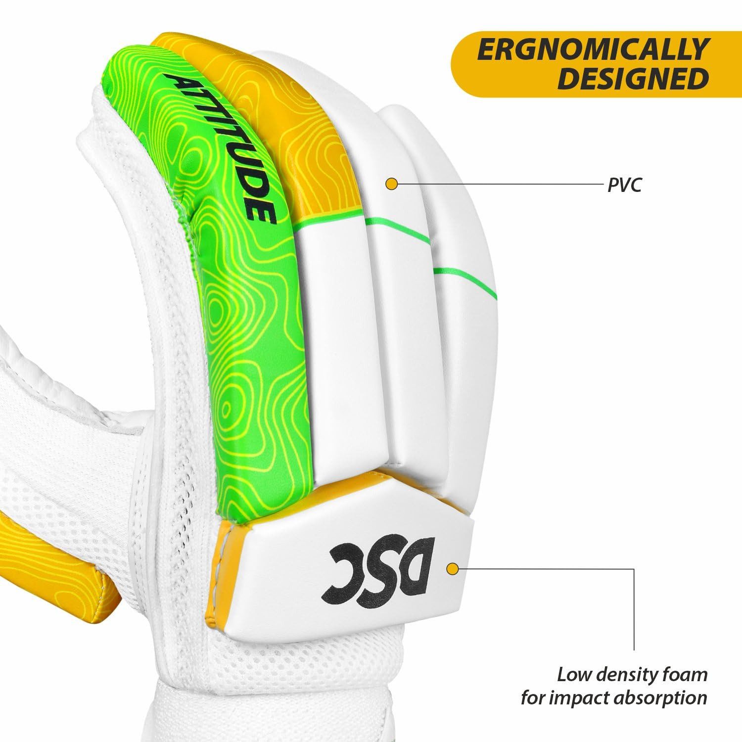 DSC Multisporthandschuhe Intense Attitude Cricket-Schlägerhandschuhe (Inhalt des Pakets: 1 Paar Batting Glove, Baumwollhandfläche mit Lederpatch, bietet einen hervorragenden Grip) Cricket Ausrüstung, Sport Batting