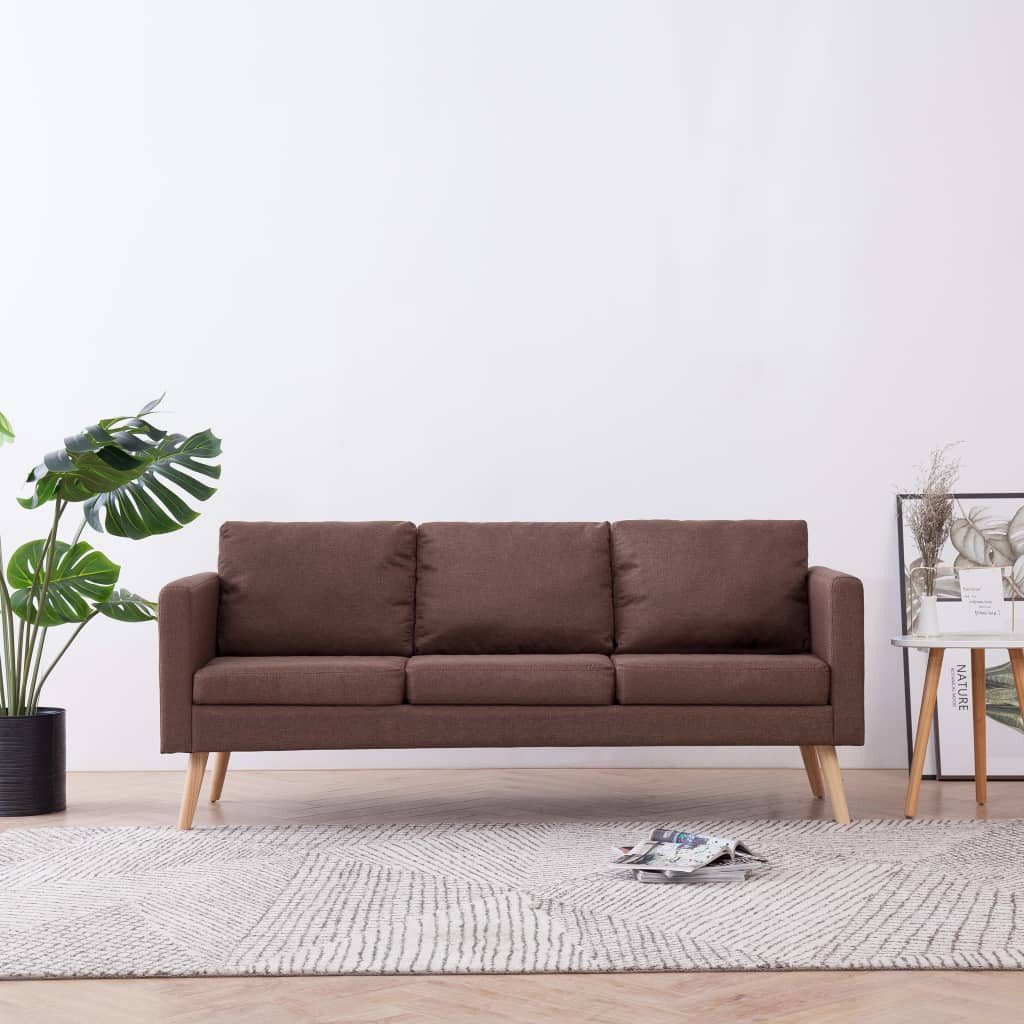 vidaXL Sofa 3-Sitzer-Sofa Stoff Braun Couch günstig online kaufen