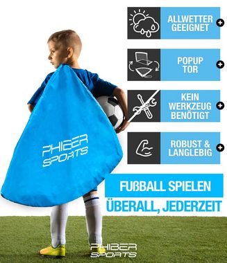 PHIBER-SPORTS Fußballtor 2er Tor Kinder Set (Verbesserte 2023 Version mit verstärkter Glasfaser, Inkl. Tragetasche, 6x Hütchen, 2x Ziel), Fussballtore Für Garten Kinder, Fussballtor Outdoor, Fußball Tor