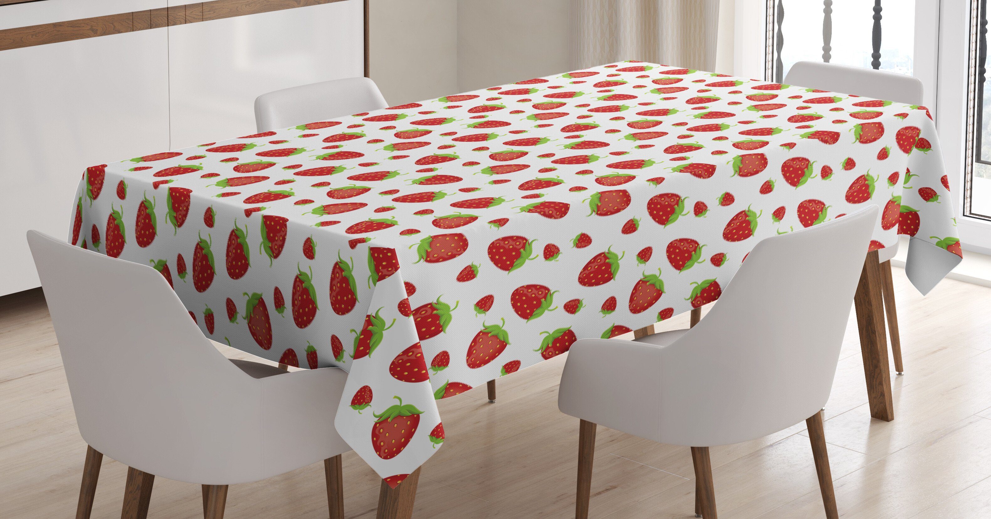 Abakuhaus Tischdecke Farbfest Waschbar Für den Außen Bereich geeignet Klare Farben, Erdbeere Leckere Erdbeeren