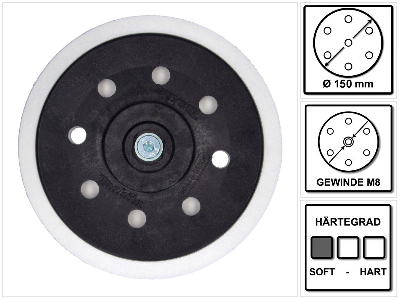 Makita Schleifteller Schleifteller Weich für Exzenterschleifer / Schleifmaschine 150 mm M8