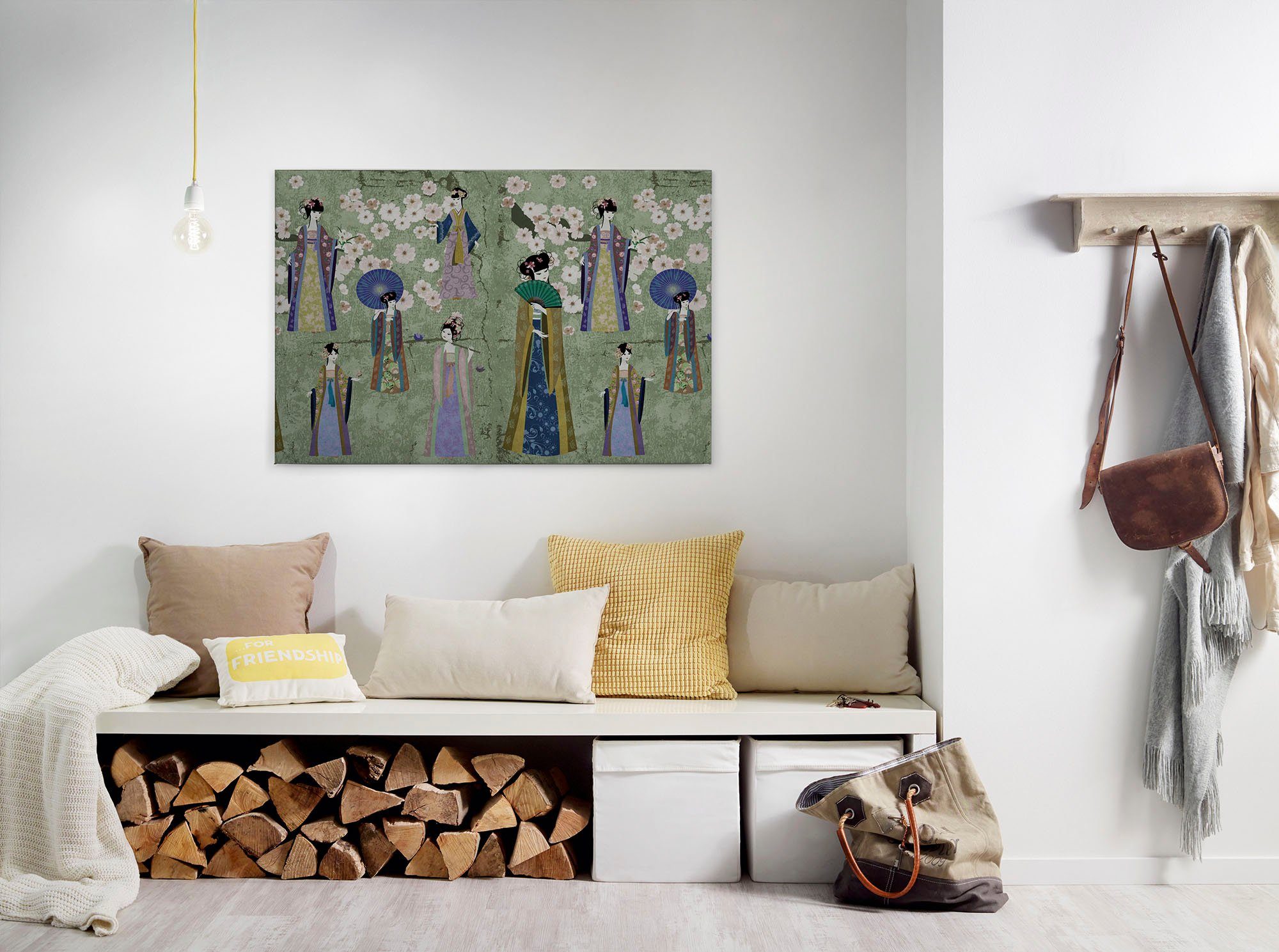 A.S. Création Leinwandbild kimono, Gemälde, Kinder, Kunst (1 St), Keilrahmen Bild Asiatisch Leinwand-Bild Wohnzimmer modern Wandbild
