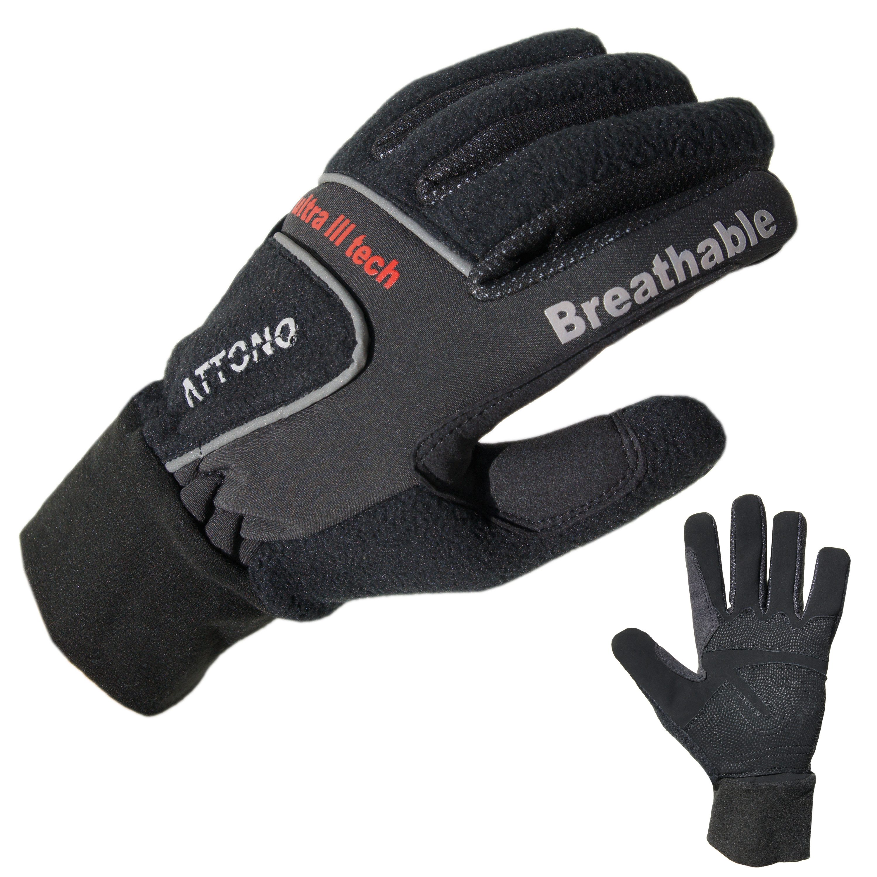 ATTONO Langlaufhandschuhe & Fahrradhandschuhe Wintersport Handschuhe Thermoaktiv Winddicht