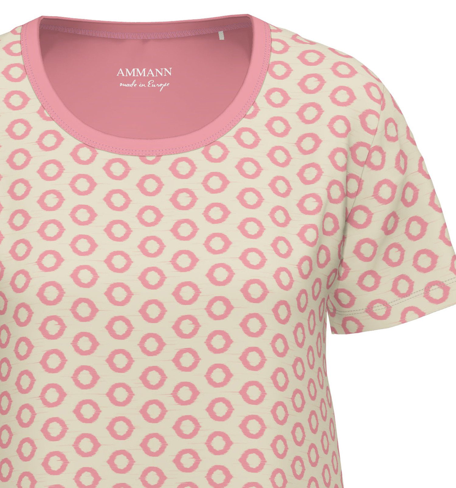 Ammann Nachthemd Beetroot (Set, 1-tlg., 1-teilig) Damen Sleepshirt ca.95cm Schlafshirt Kurzarm Baumwolle-Modal-Mix