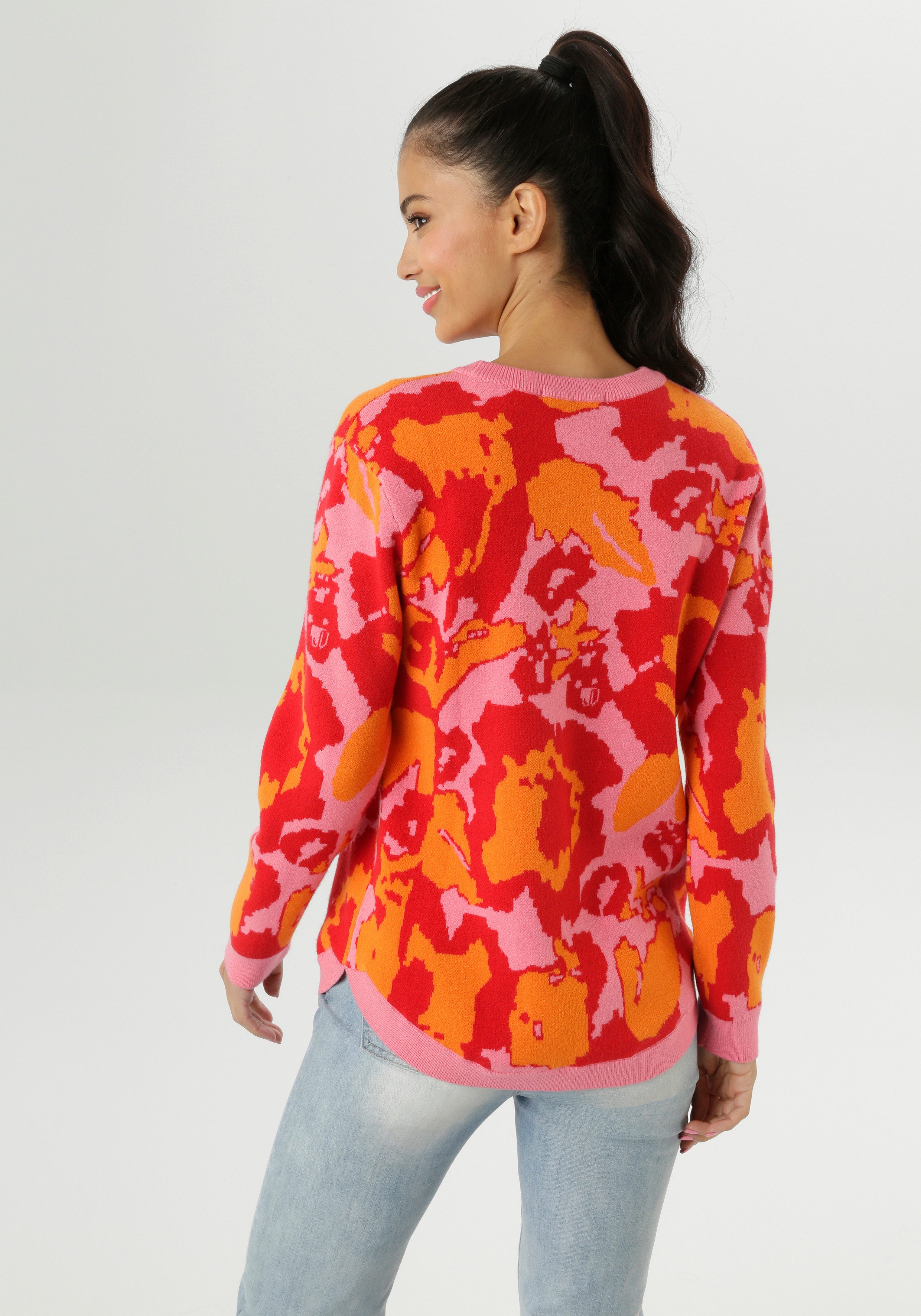 Aniston SELECTED Strickpullover im auffälligen, floralen günstig online kaufen