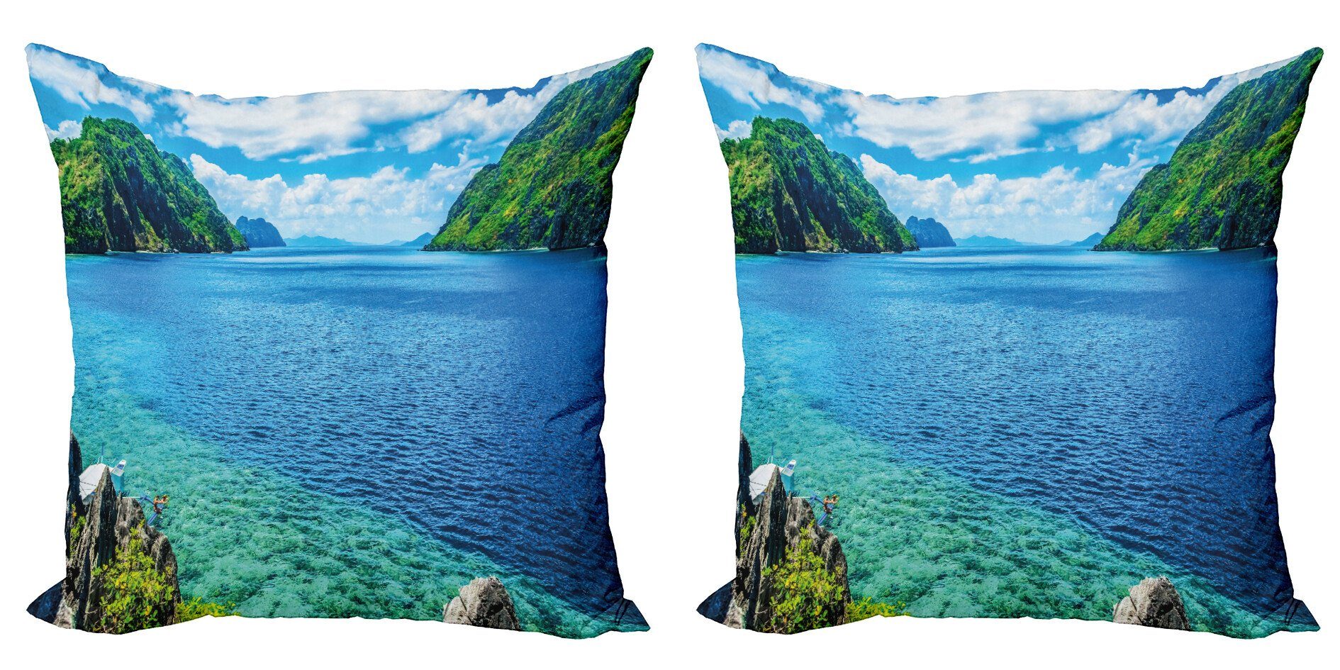 Kissenbezüge Modern Accent Doppelseitiger Digitaldruck, Abakuhaus (2 Stück), Natur Szenische Ansicht von Palawan