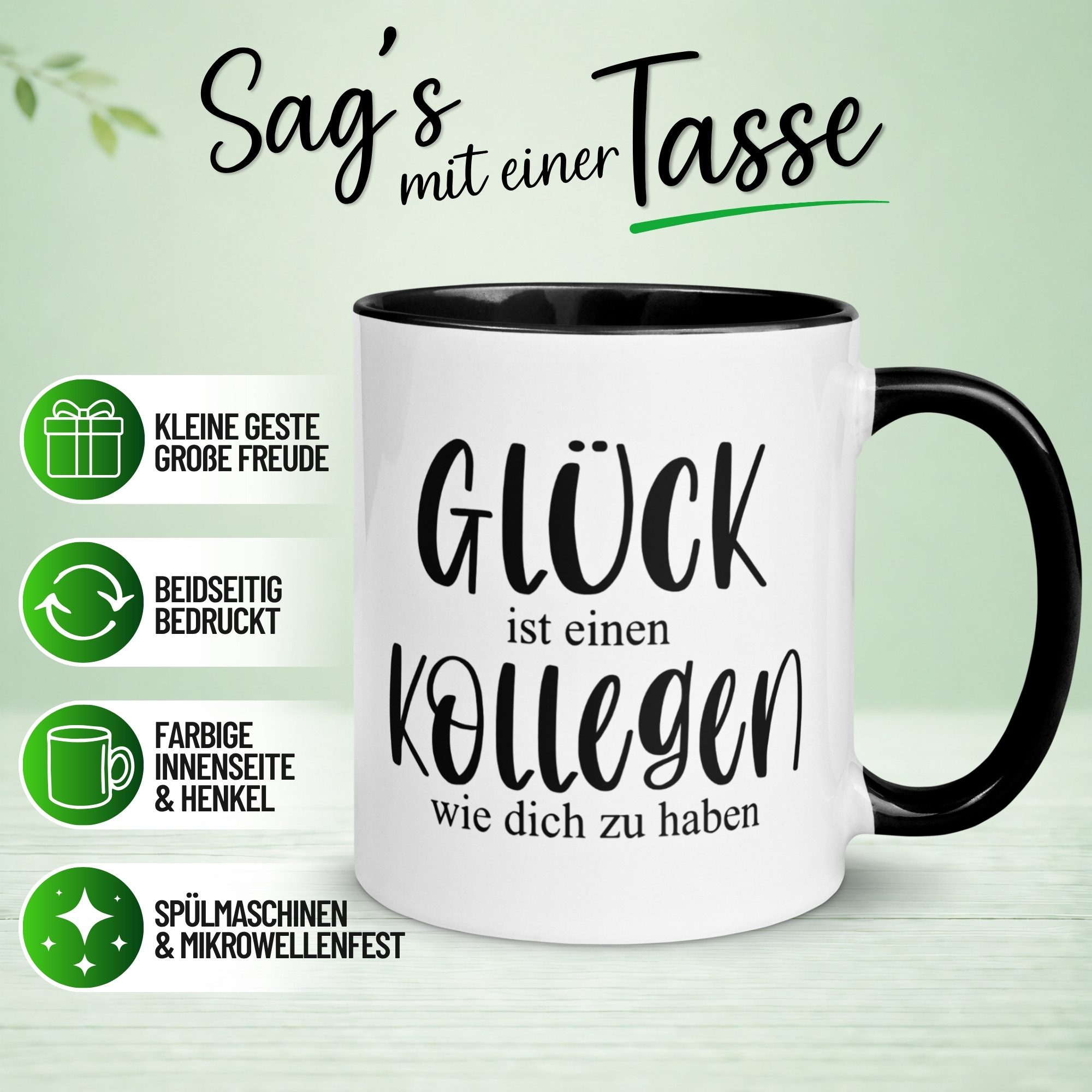 Momentals Tasse Kollege – Glück ist einen Kollegen wie dich zu haben – Arbeitskollege, Gratis Versand · Links-&Rechtshänder · Spülmaschinenfest