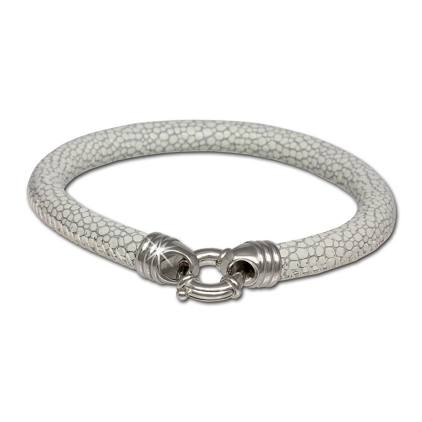 Silberarmband SilberDream Leder Armband weiß 6mm