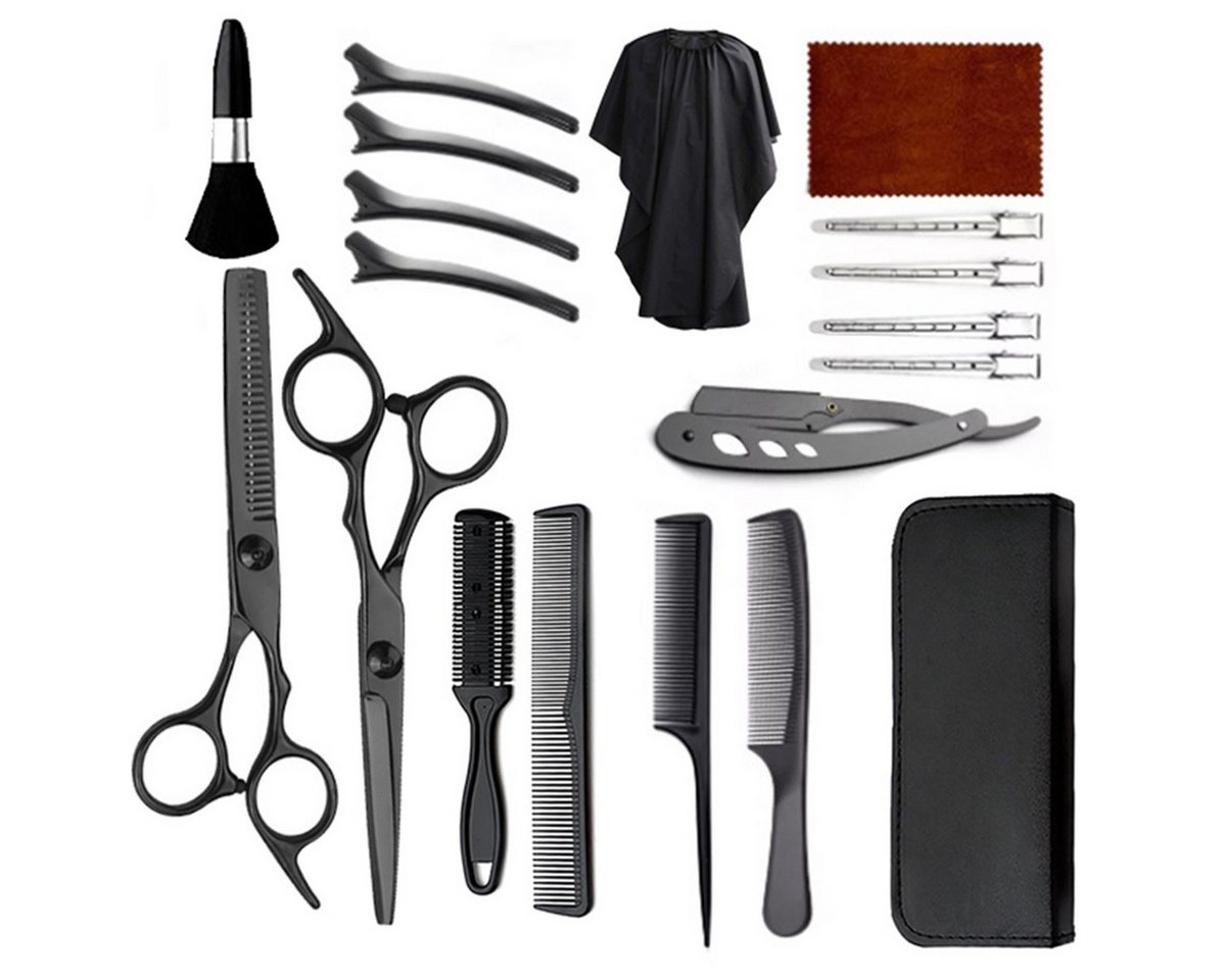 MOPUEA Haarschere 19-St Haarschere Friseurschere Profi Modellierschere, (19-tlg., Hochwertiges Material für überlegene Haltbarkeit), Griffiges Griffdesign für sicheren Haarschnitt