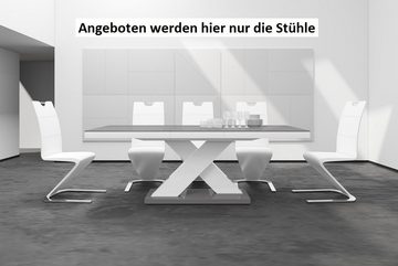 designimpex Esszimmerstuhl 2er Set Design Esszimmerstuhl ST-1 Weiß Freischwinger Schwingstuhl
