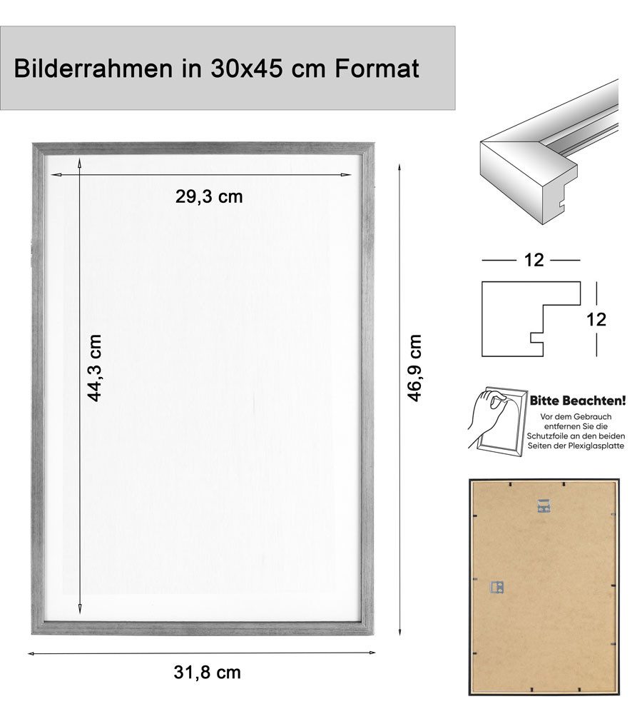 IDEAL TREND Bilderrahmen 3er 5er Set Holz Bilderrahmen Lifestyle Plexi Foto Rahmen Collage Wand, für 3 Bilder (3 St), Holz Bilderrahmen mit Papiereinleger und K – Bild 5 von 5