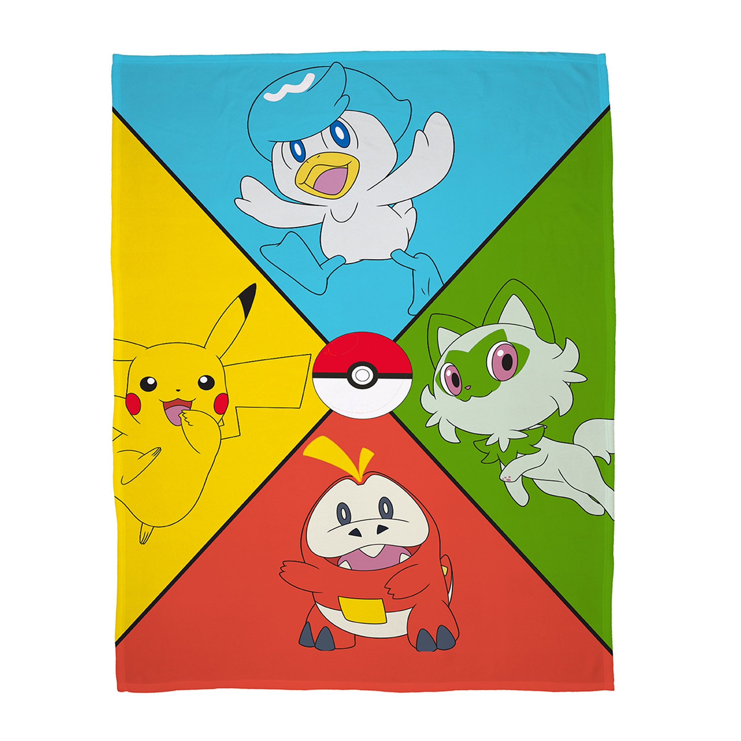 Familando Tagesdecke Pokemon Fleecedecke 130 x 170 cm mit Pikachu & Friends - Kuscheldecke, schnelltrocknend, weich, pflegeleicht