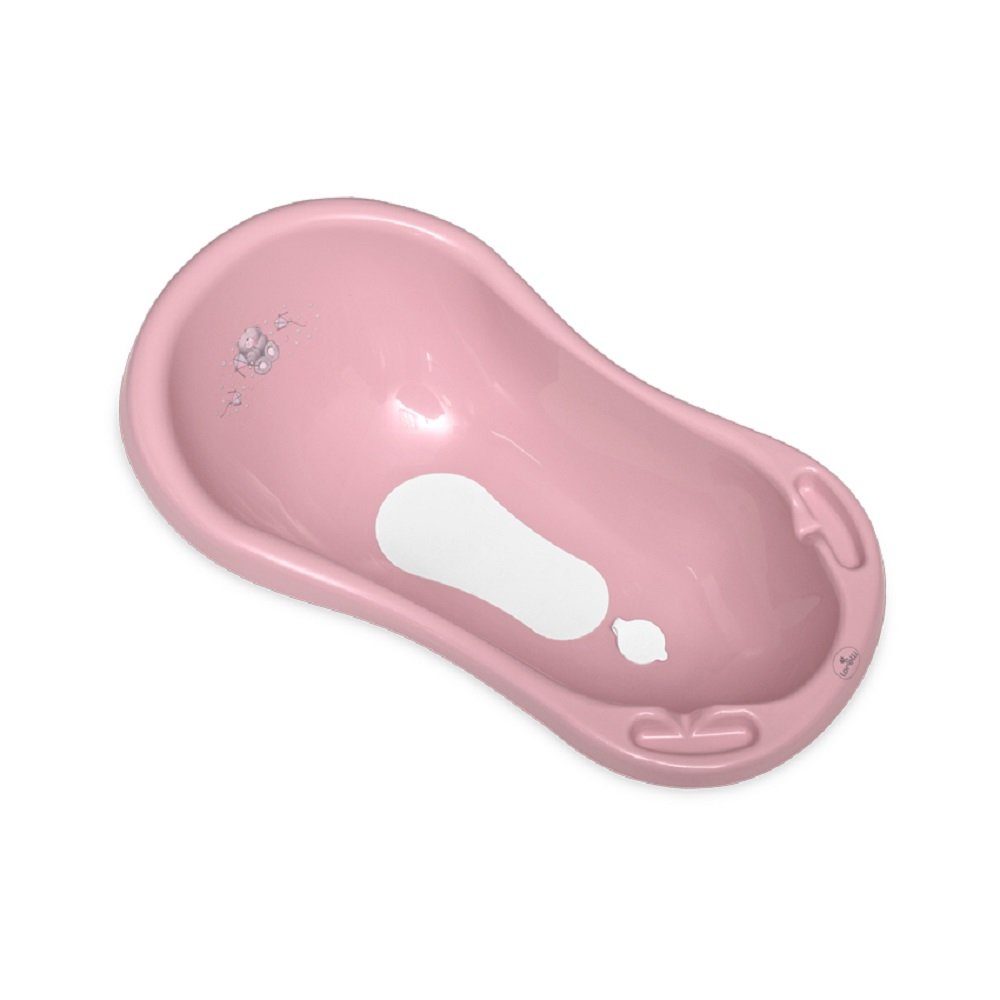 Lorelli Babybadewanne Babybadewanne 84 cm Wasserablauf, Ablagefächer ergonomische Form pink
