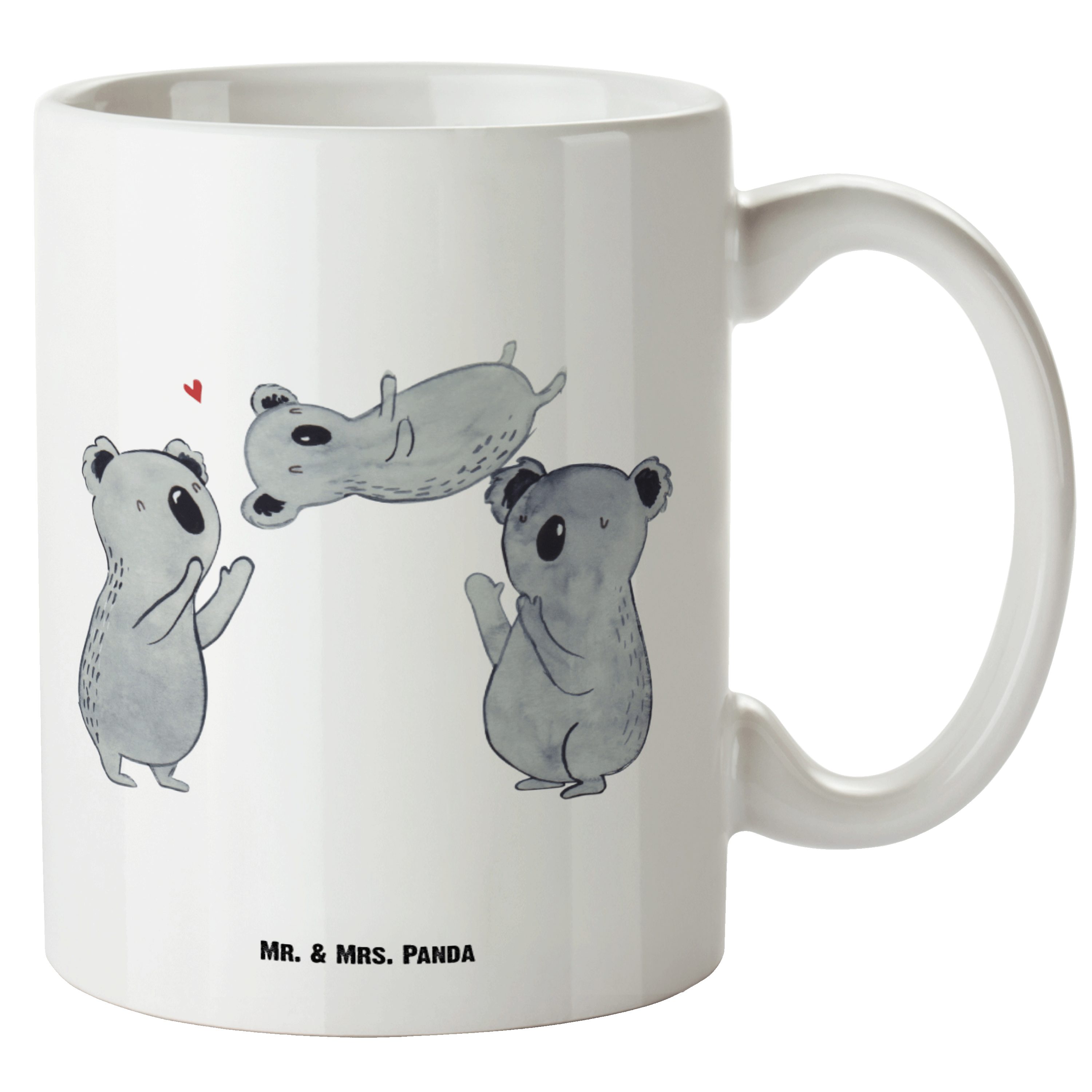 Mr. & Mrs. Panda Tasse Koala Feiern Sich - Weiß - Geschenk, Herzlichen Glückwunsch, Partyhüt, XL Tasse Keramik