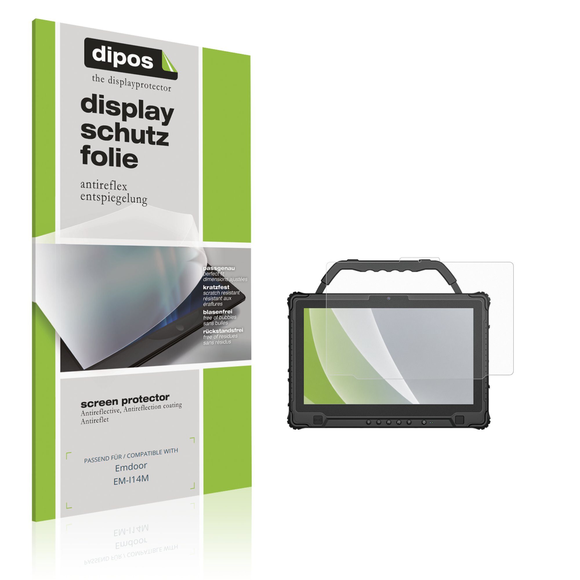 dipos Displayschutzfolie Schutzfolie für Emdoor EM-I14M, 2 Stück, Displayschutz Schutz Folie Made in Germany
