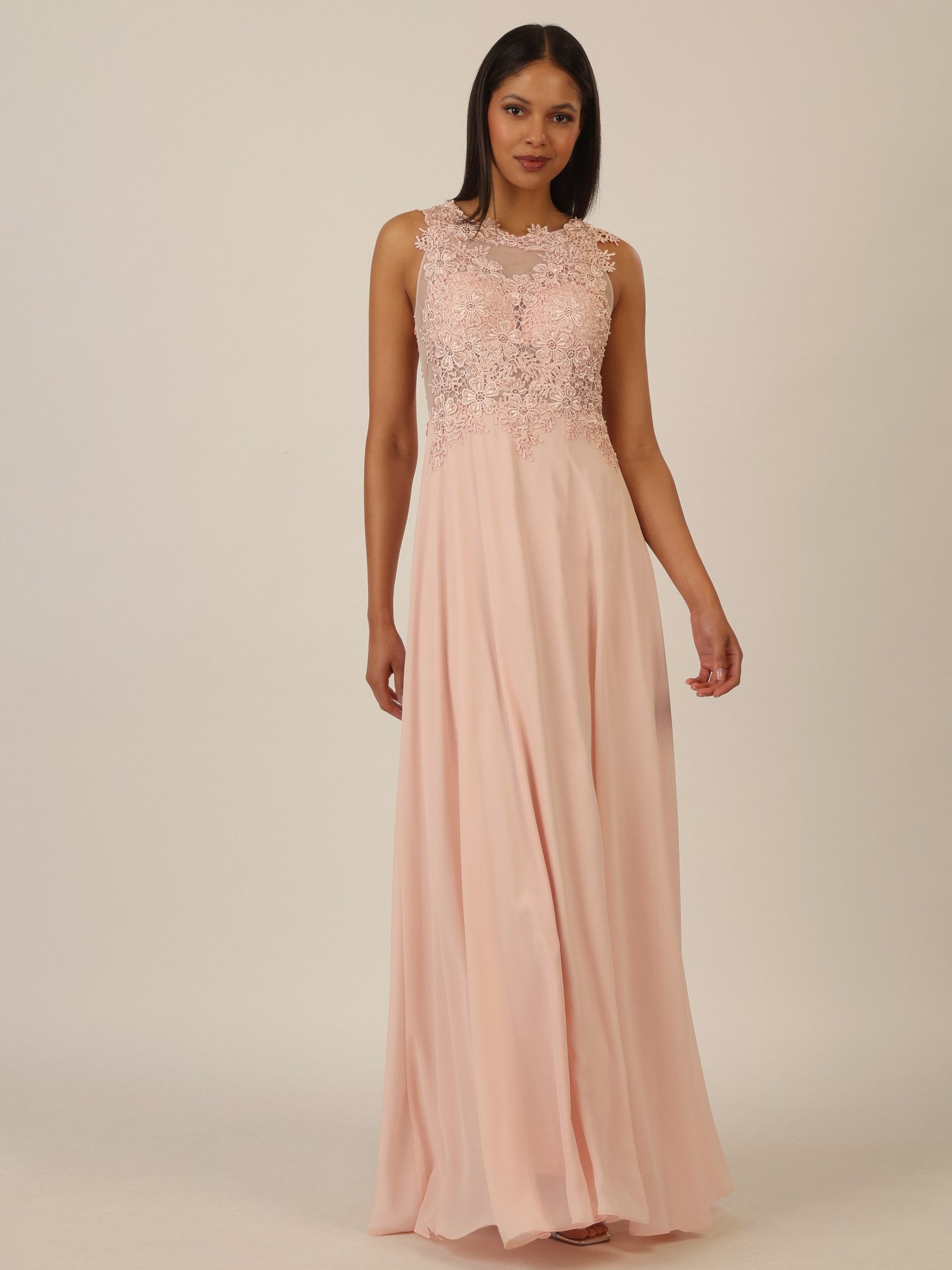 Apart Abendkleid im Materialmix aus bestickter günstig online kaufen