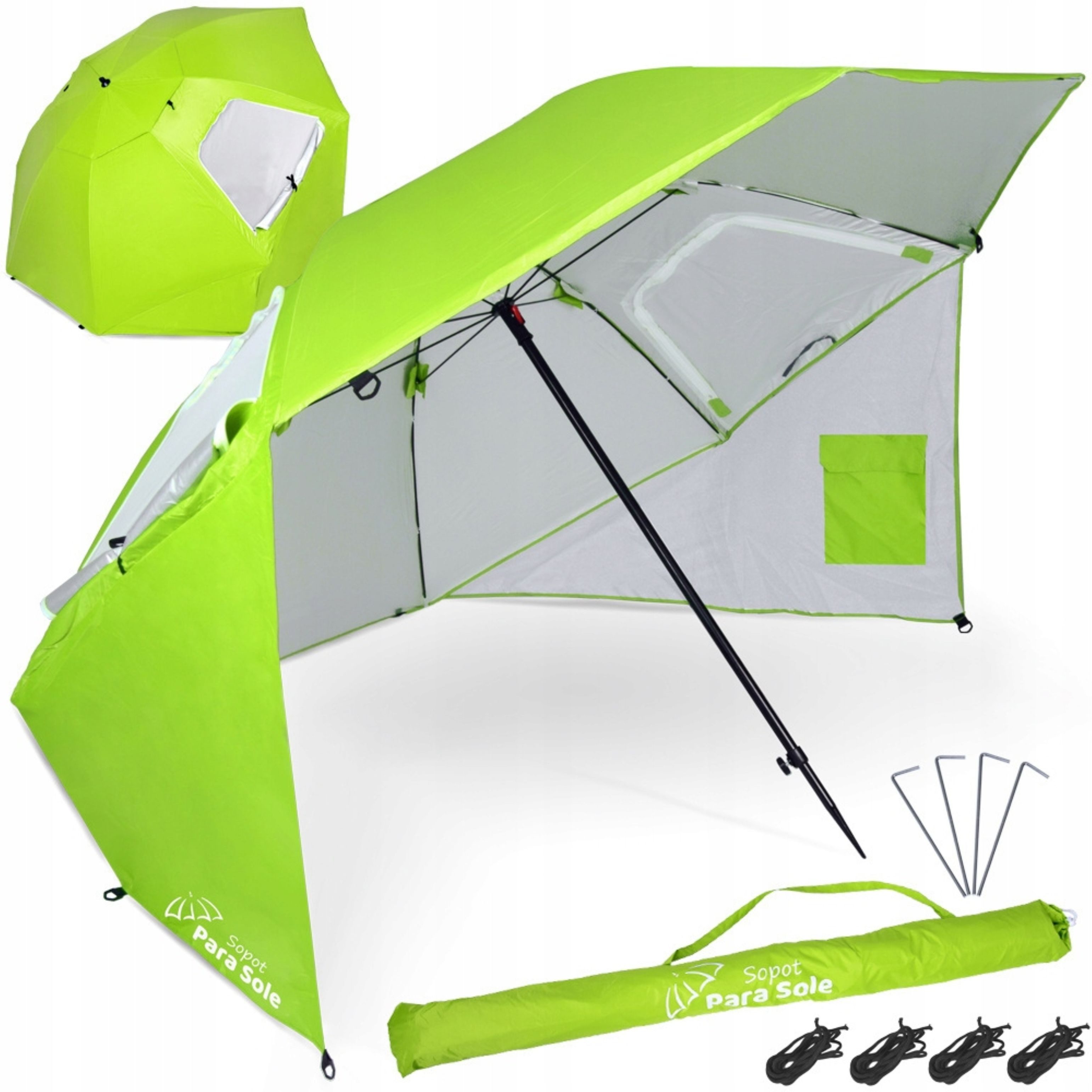 Festivalartikel Sonnenschirm Strandsonnenschirm Sopot Para Sole UPF 50+ 240 cm Grün