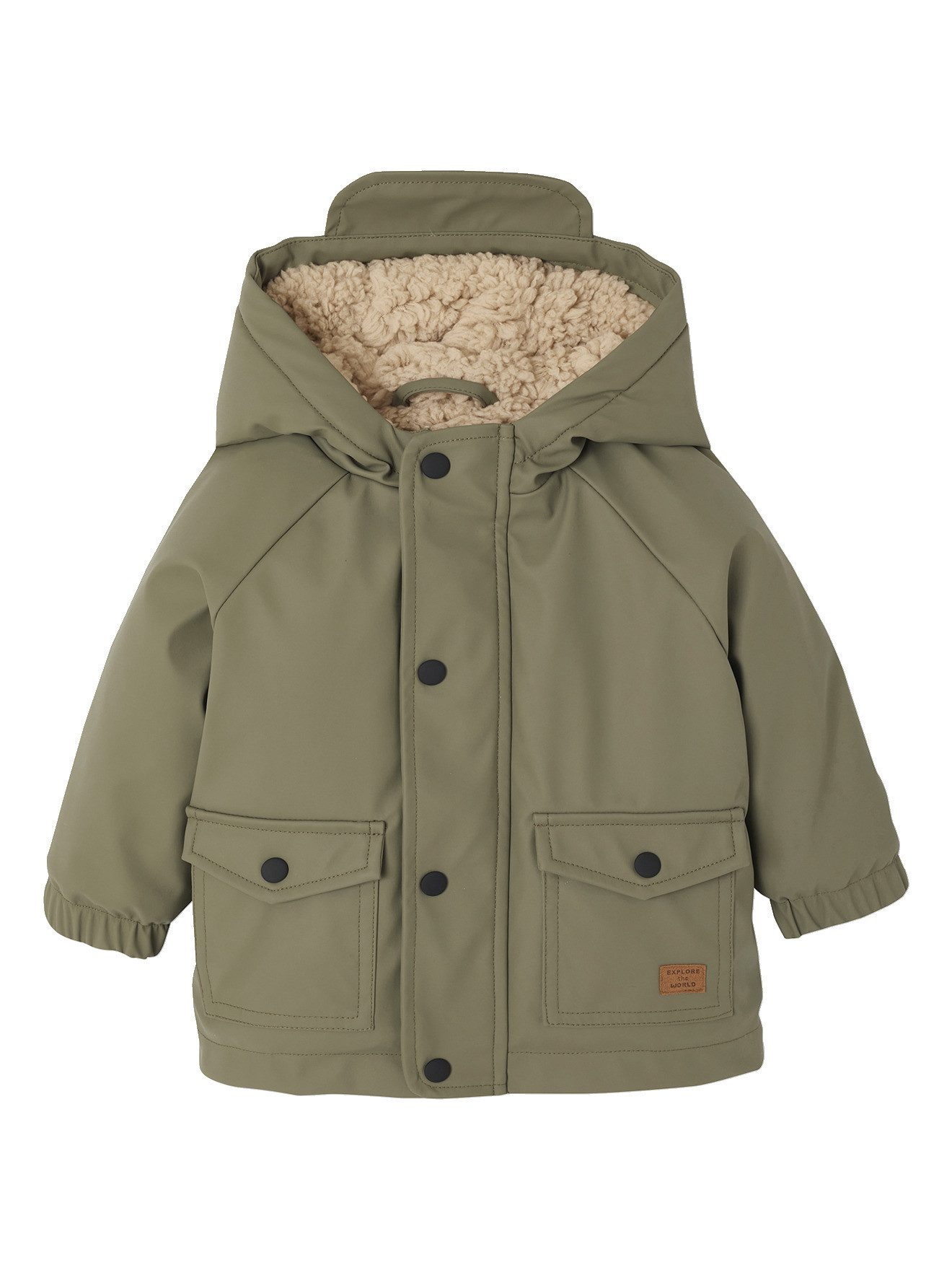 vertbaudet Regenjacke Baby Regenjacke mit Kapuze und Teddyfleece-Futter