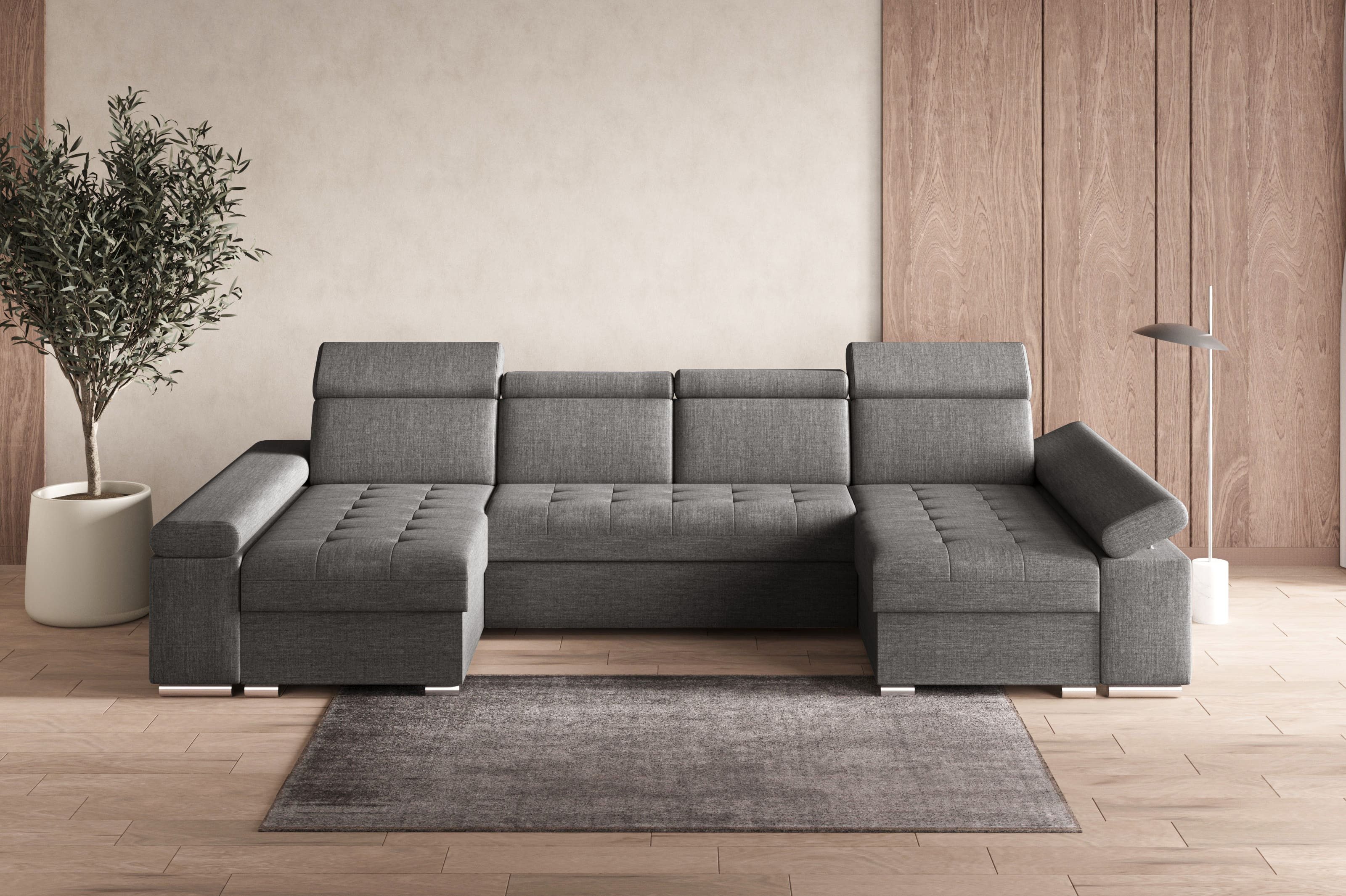 MOEBLO Wohnlandschaft LUKA U, Couch für Wohnzimmer Schlafsofa Sofa verstell günstig online kaufen