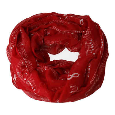 mugesh Schal Rund-Schal Notenzeile groß rot-weiß, für Musikerinnen und Musiker