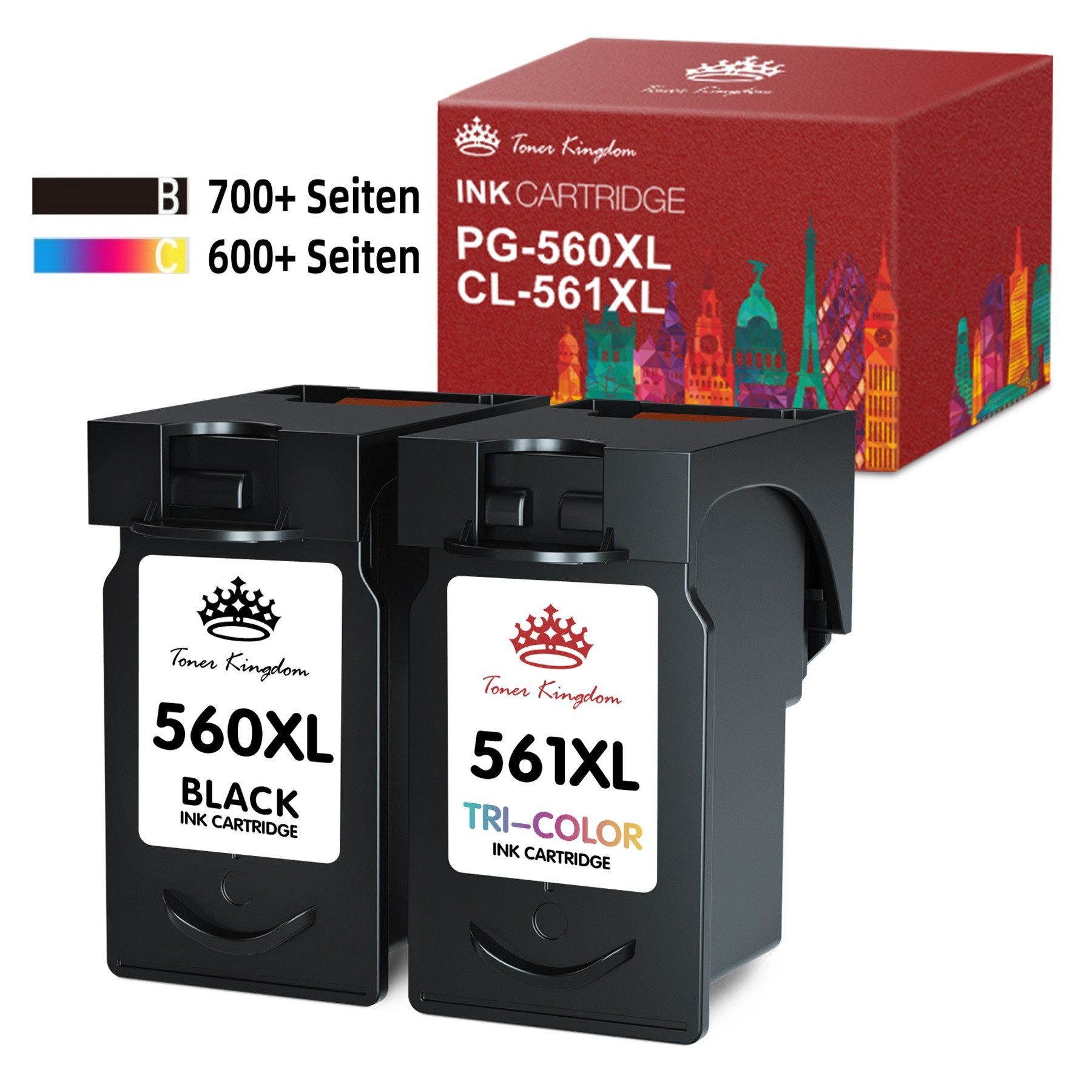 Toner Kingdom Kompatibel für CANON PG-560XL CL-561 XL Tintenpatrone (Pixma TS5352 TS5350 TS5351 TS5352 TS5353 TS7450 TS7451)
