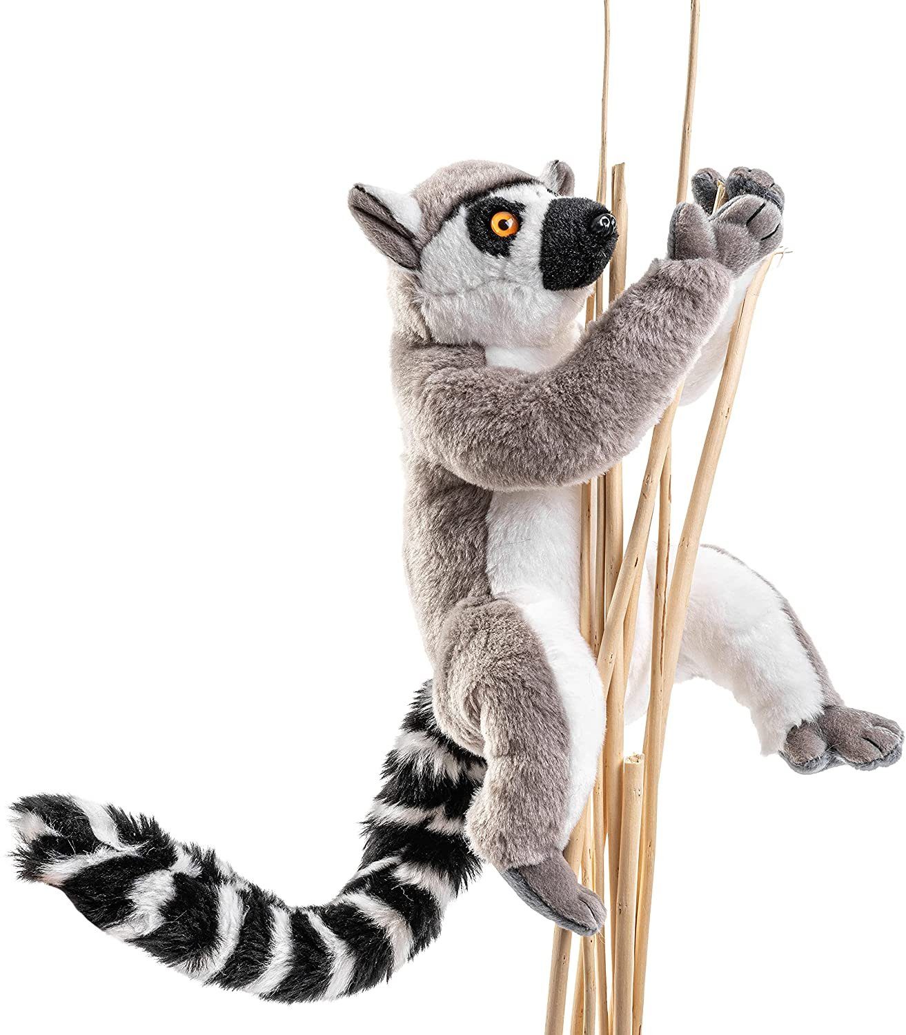 Uni-Toys Kuscheltier Katta-Lemur, mit/ohne Klett - Höhe 21 cm - Plüsch-Affe, Plüschtier, zu 100 % recyceltes Füllmaterial