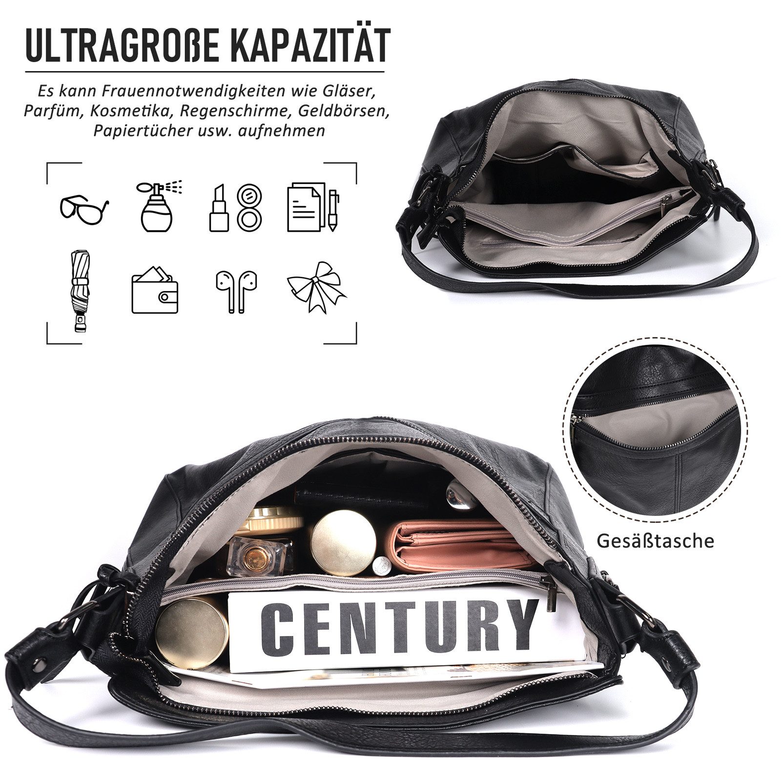 TAN.TOMI Schultertasche Damen Schultertasche Groß Shopper Handtasche, Synthetisches-Lederhandtasche Umhängetasche Damen Taschen