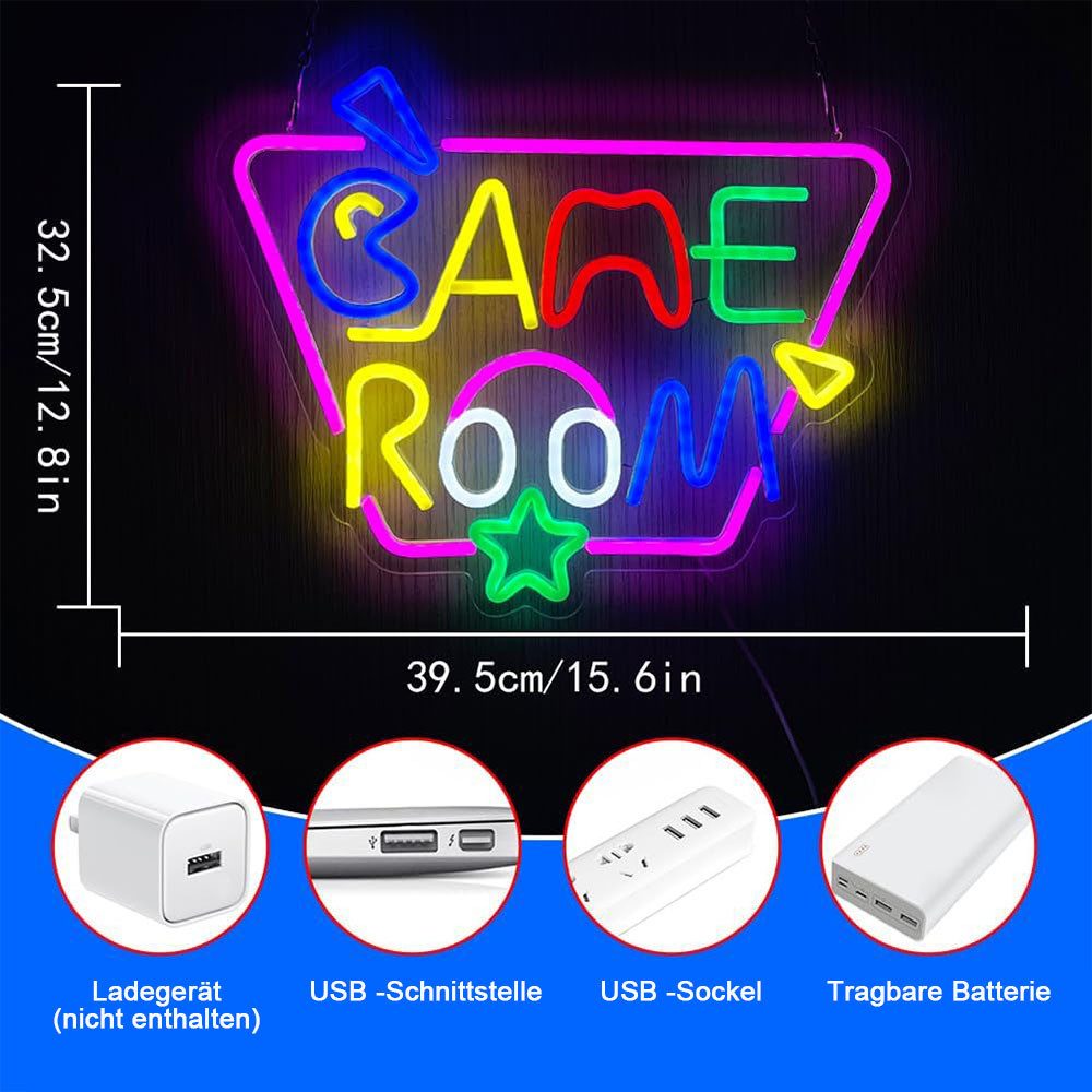 TUWENA LED Dekofigur Spielzimmer Neonlichter Wanddekoration Farbe LED Neon Lichter, Spiellicht 1