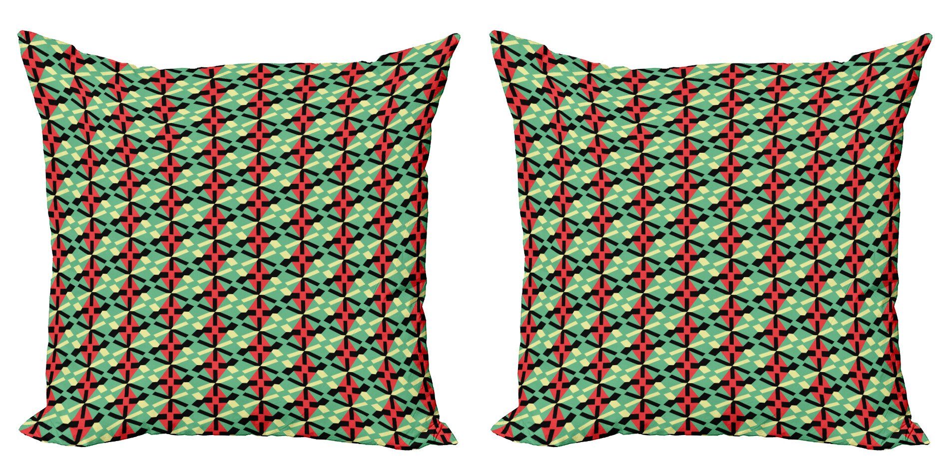 Kissenbezüge Modern Accent Doppelseitiger Digitaldruck, Abakuhaus (2 Stück), Geometrisch Rhombus und gestrichelte Linien
