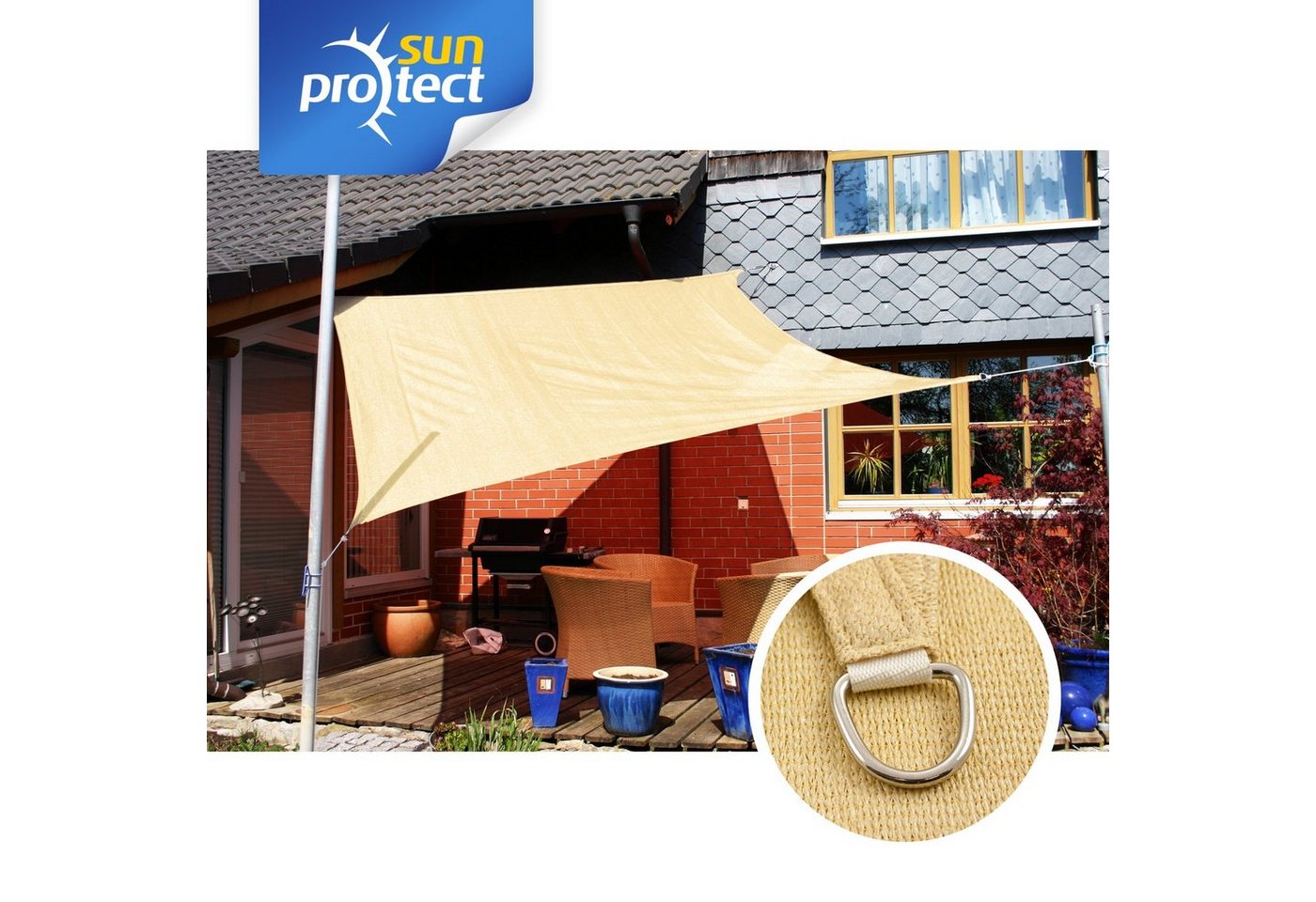 Thumbnail - sunprotect Sonnensegel 3 x 3 m Quadrat, ideal für Garten, Balkon & Terrasse